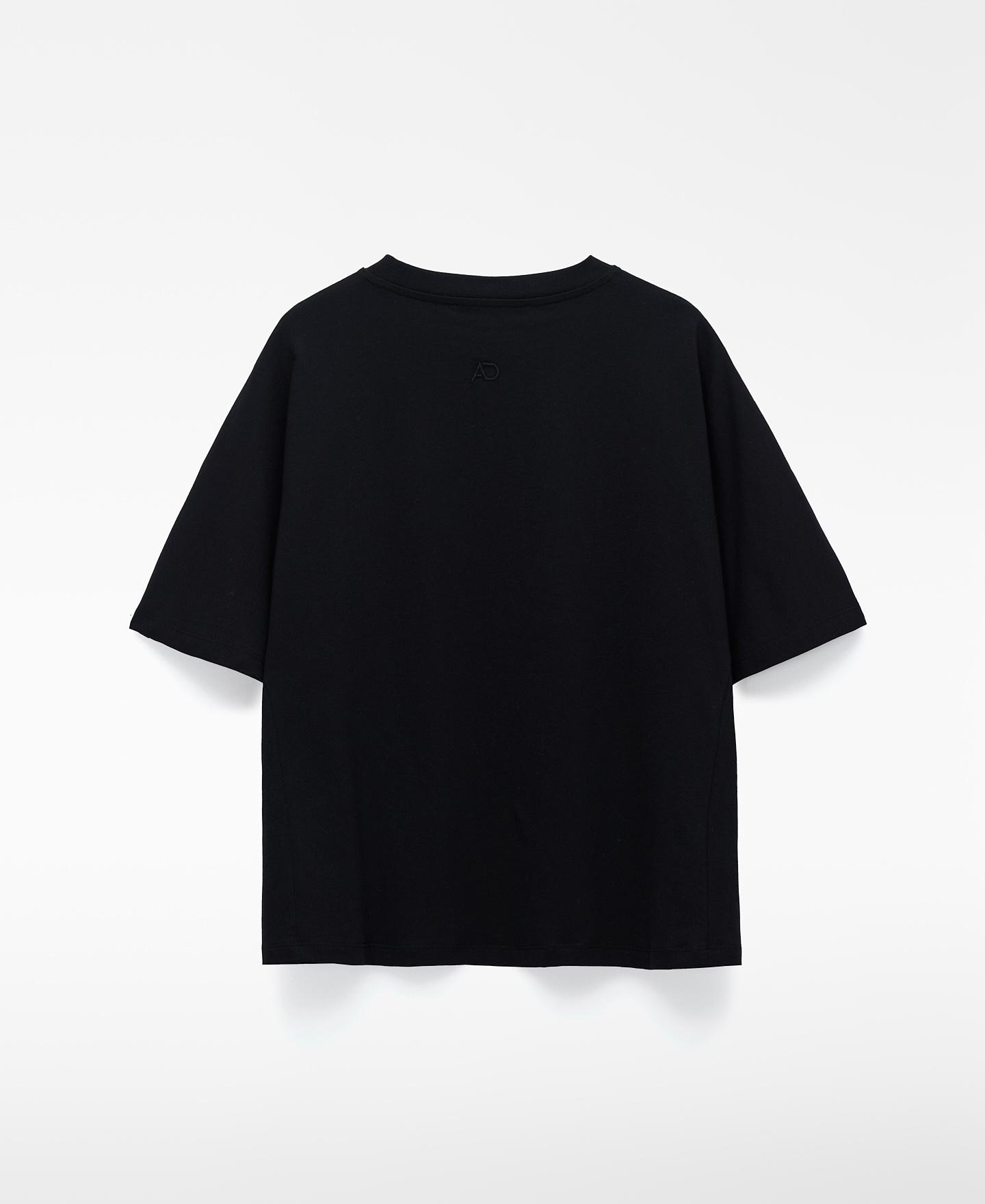 T-shirt Corte Evasé de Algodão Preto-6