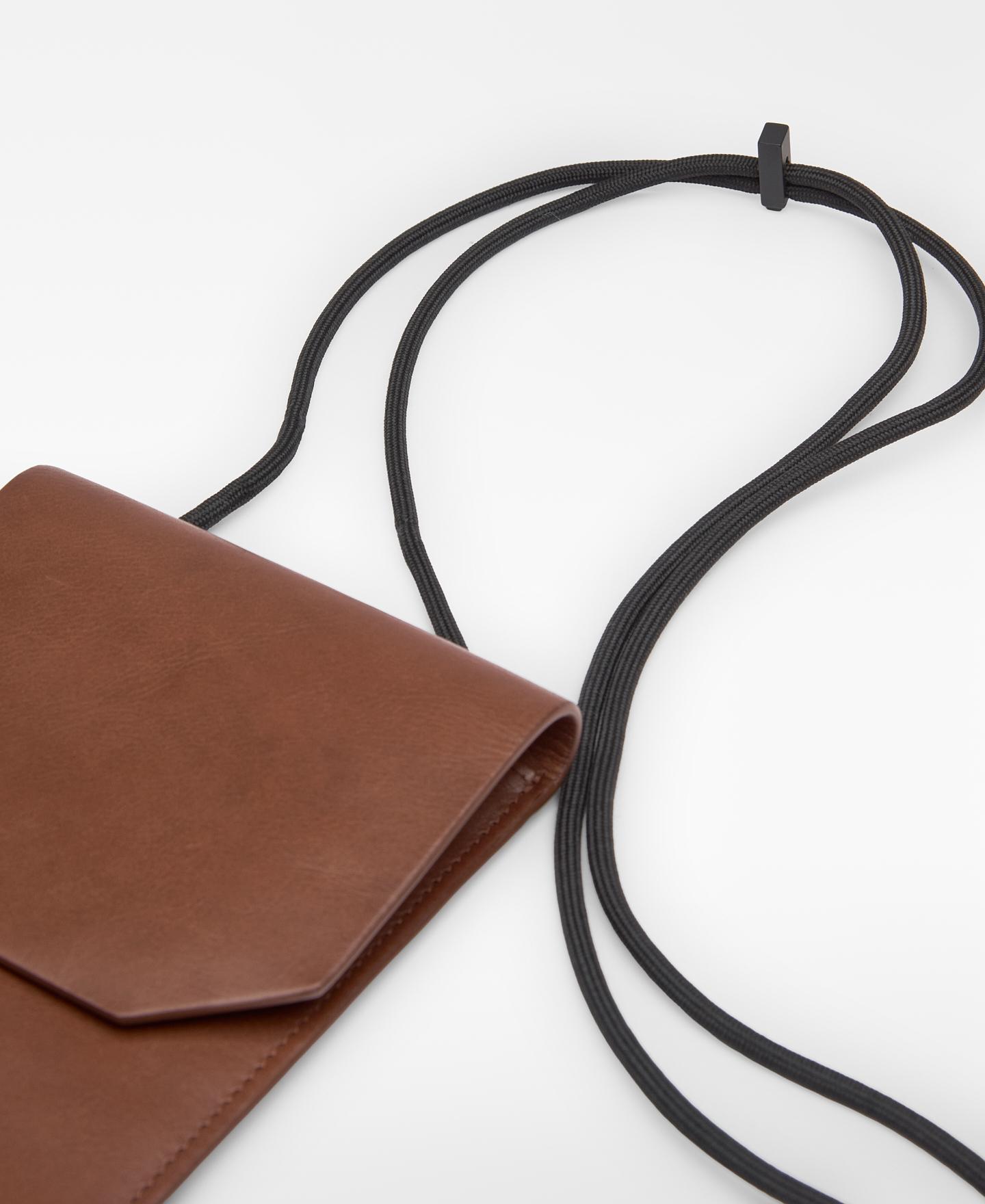 Porta-telemóvel de Pele com Aba Castanho-2