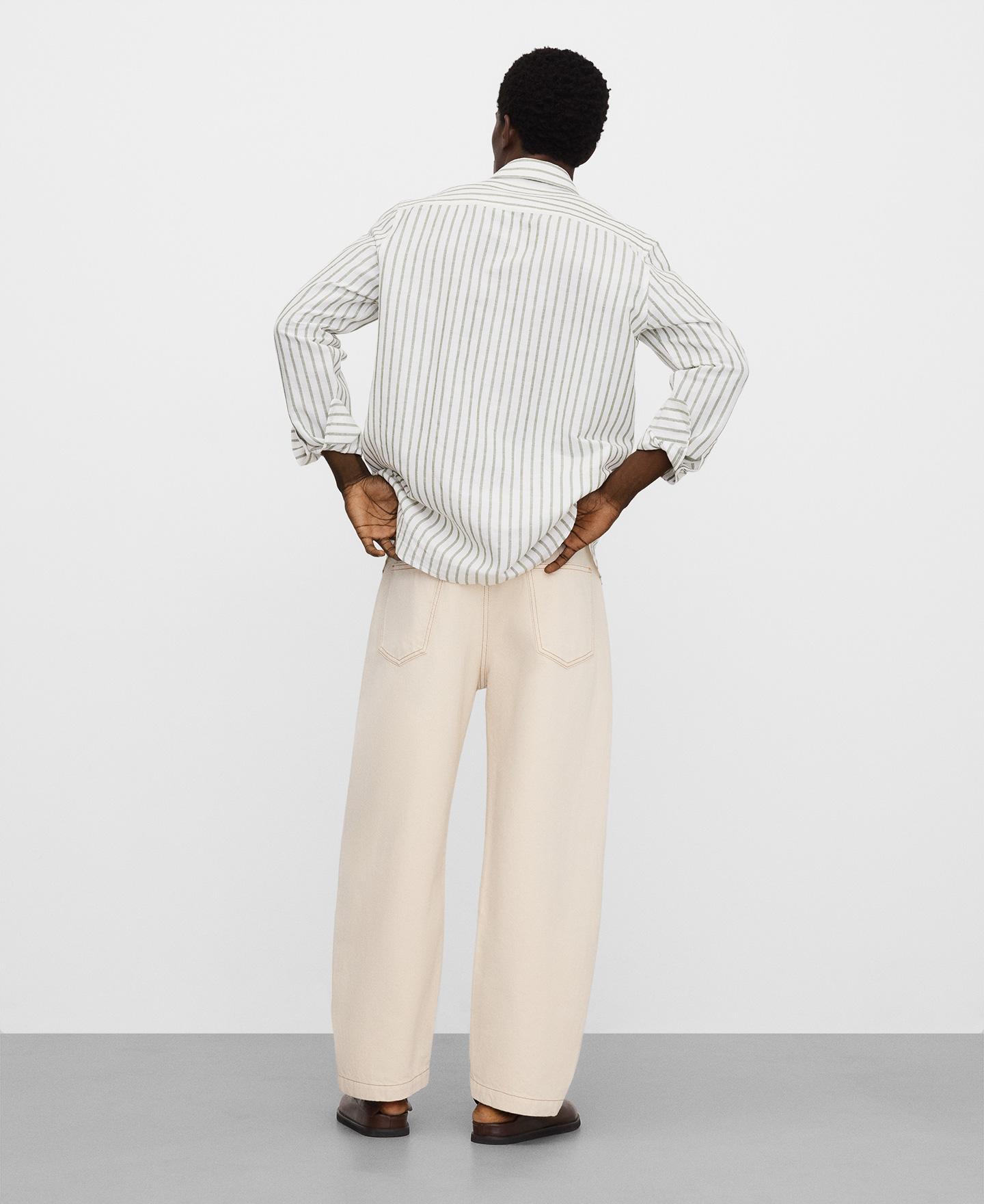Jeans Relaxed Barrel Fit em Denim de Algodão Natural-3