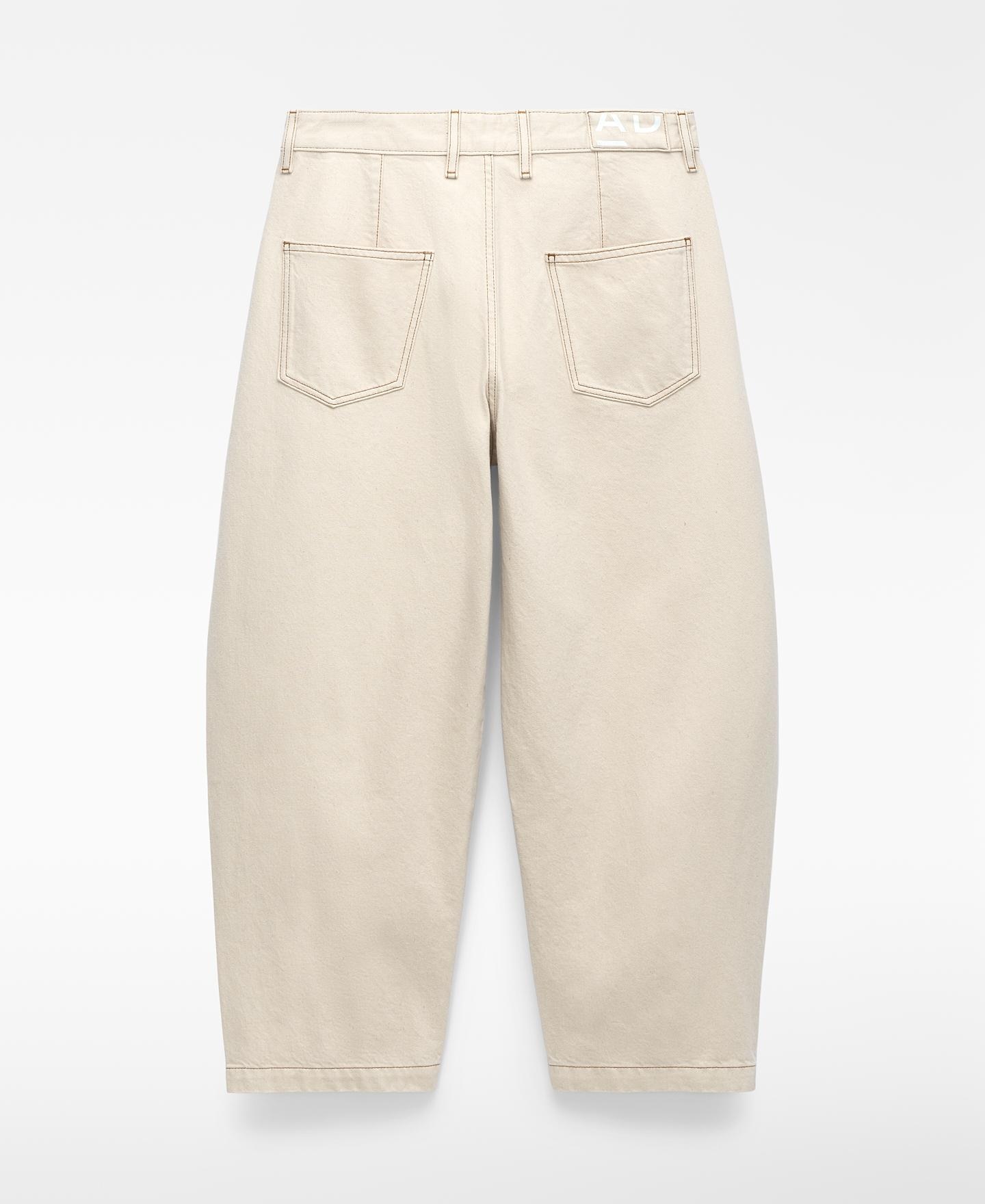 Jeans Relaxed Barrel Fit em Denim de Algodão Natural-6