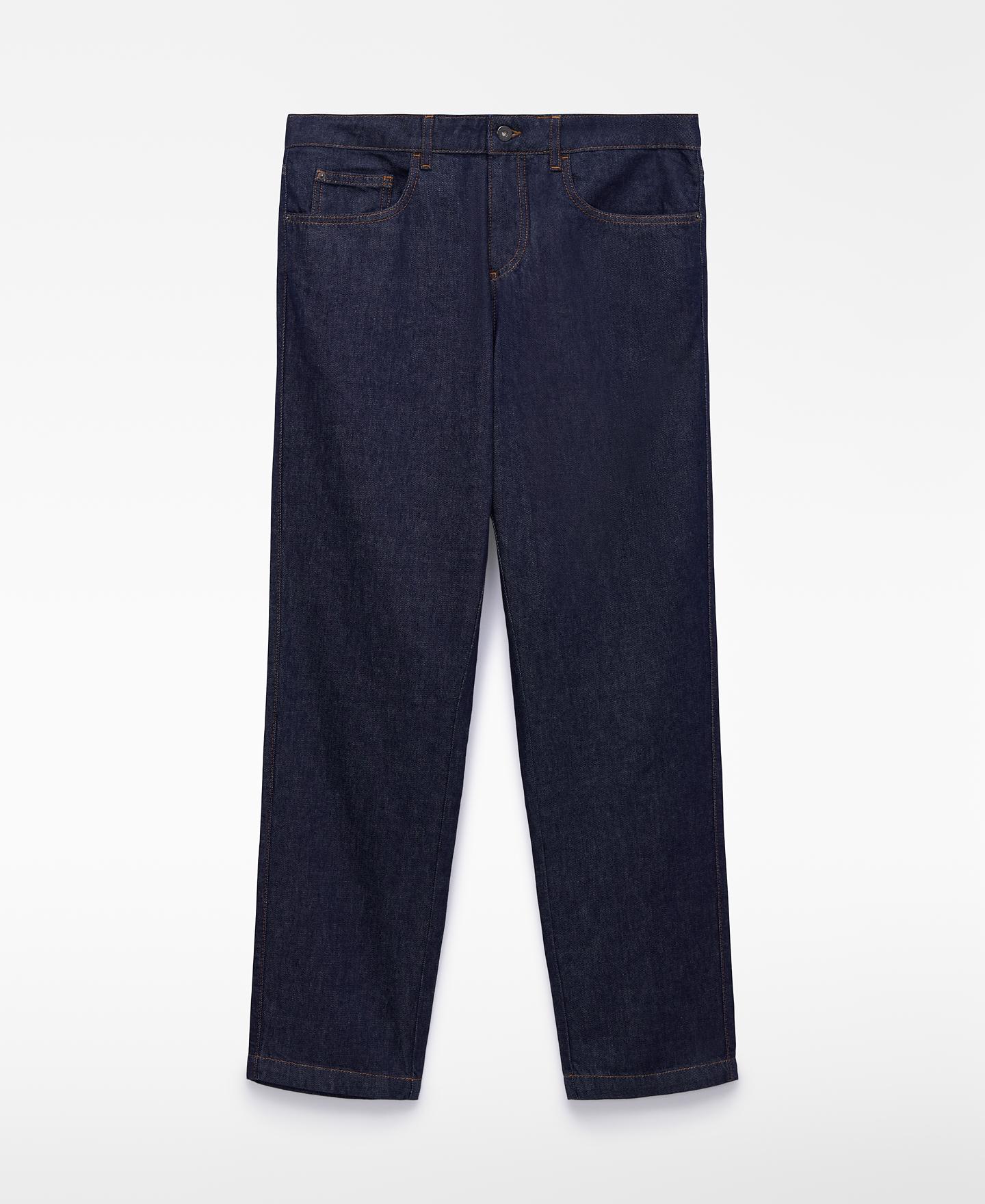 Jeans Regular Fit em Denim de Algodão Azul denim-5