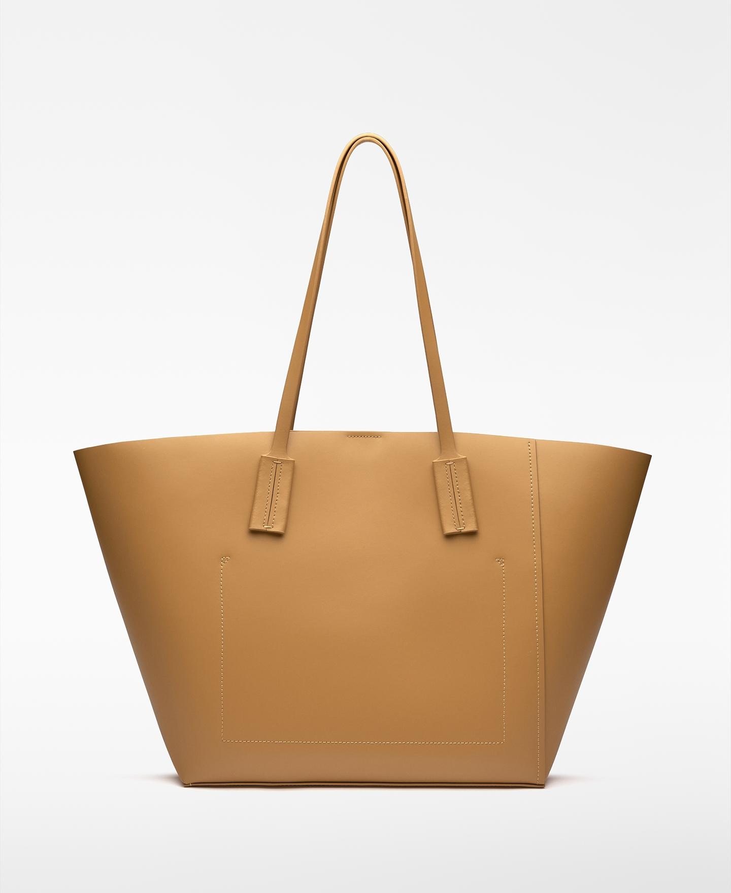 Shopper Mica Horizontal de Pele Camel-2
