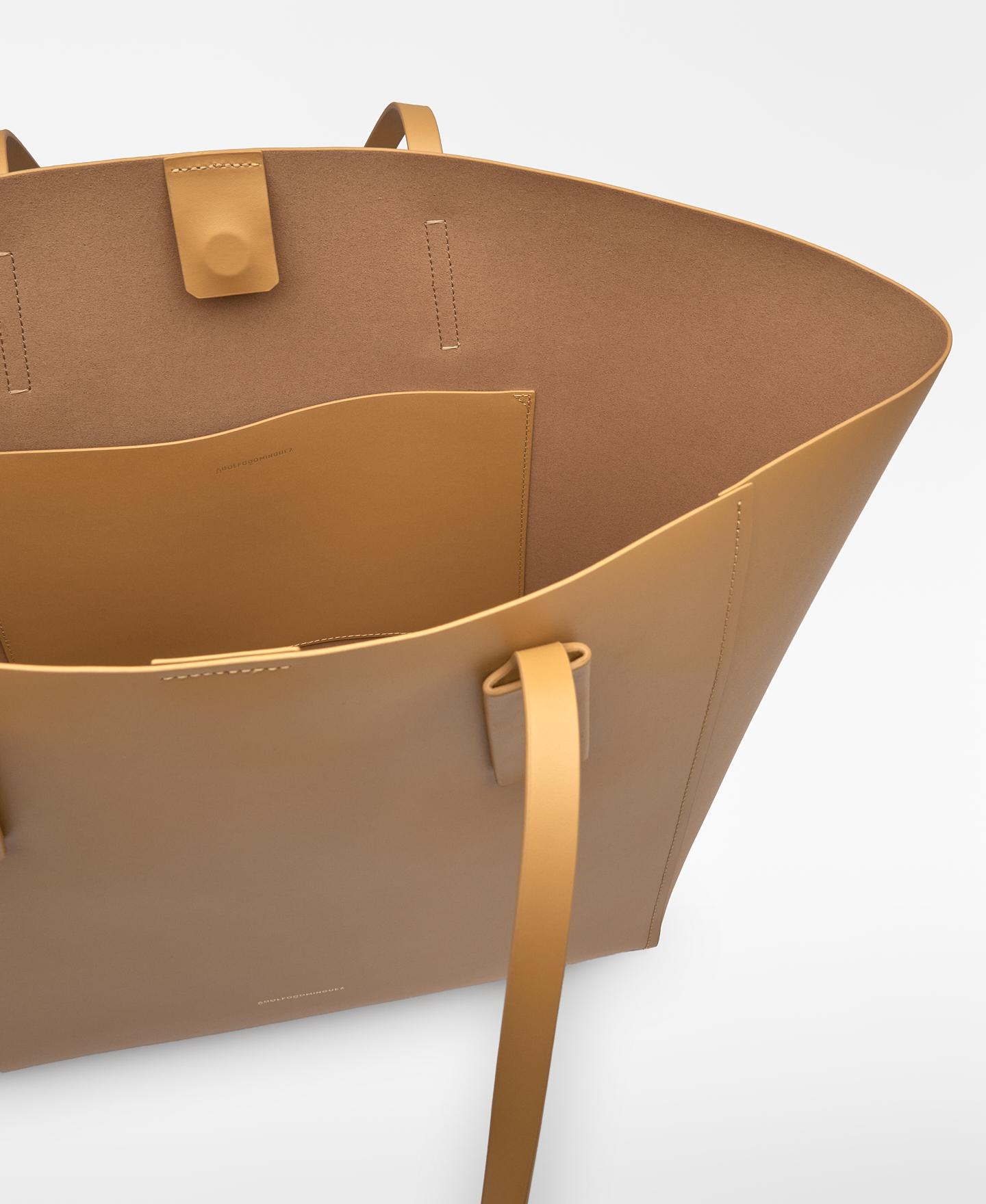 Shopper Mica Horizontal de Pele Camel-3