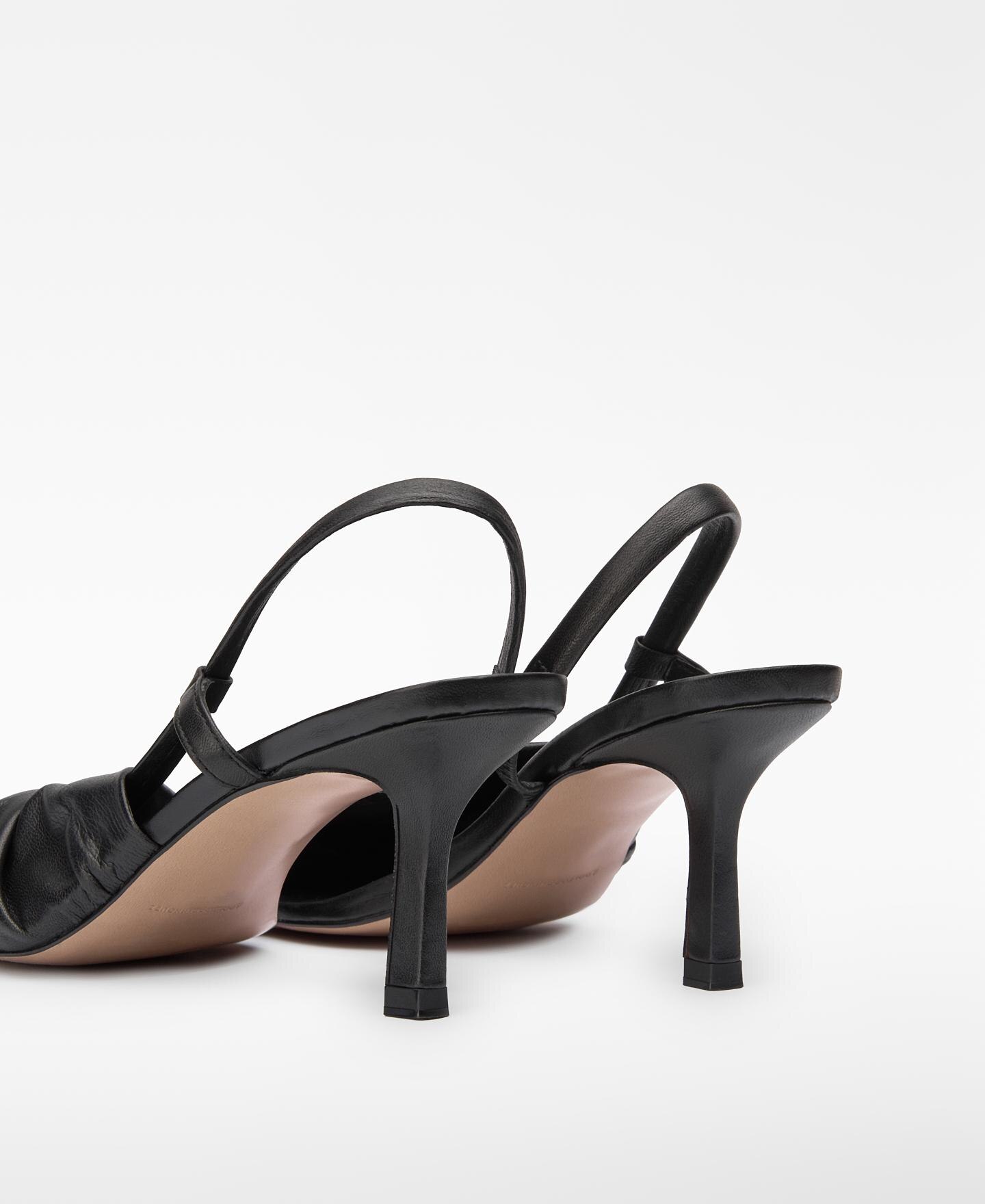 Sapatos de Salto de Pele Preto-3