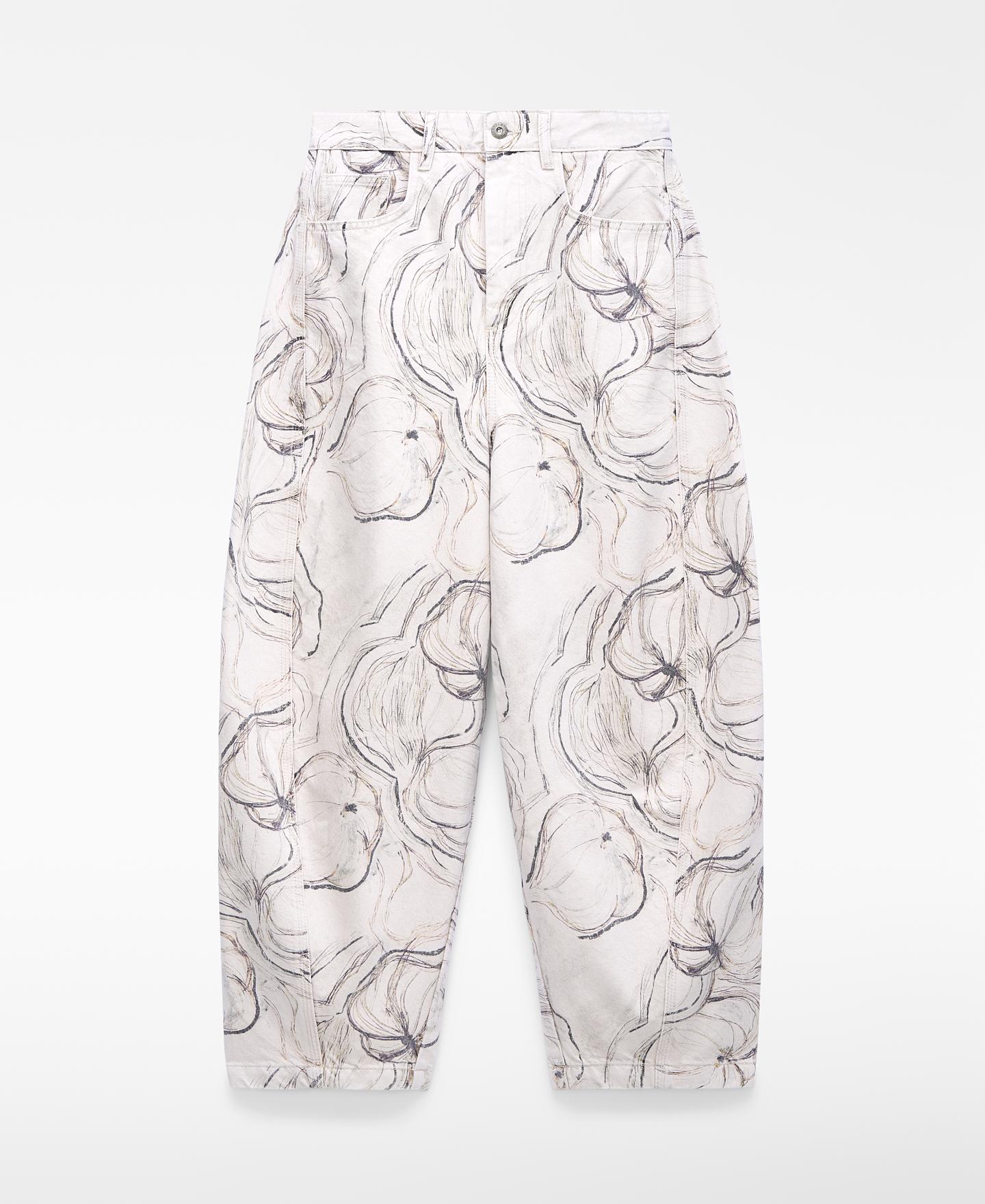 Imagem 0 de Jeans com Corte a Direito Barrel Fit em Denim Estampado