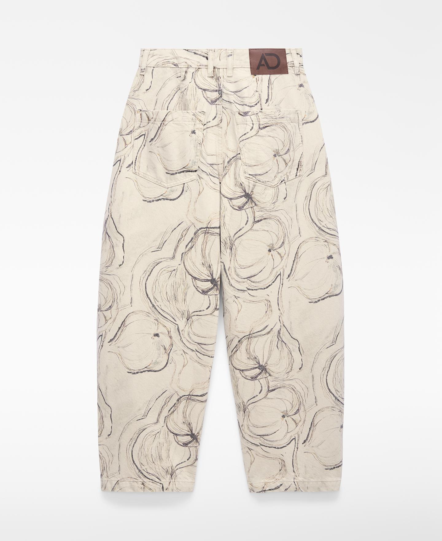 Jeans com Corte a Direito Barrel Fit em Denim Estampado Natural-6