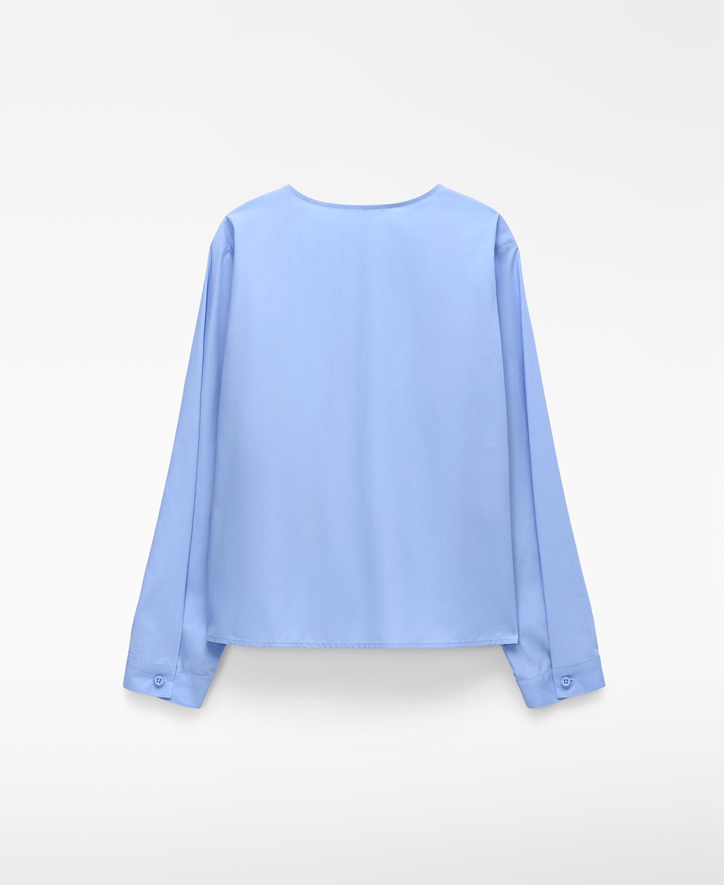 Blusa com Decote à Barco Drapeado Azul-claro-6