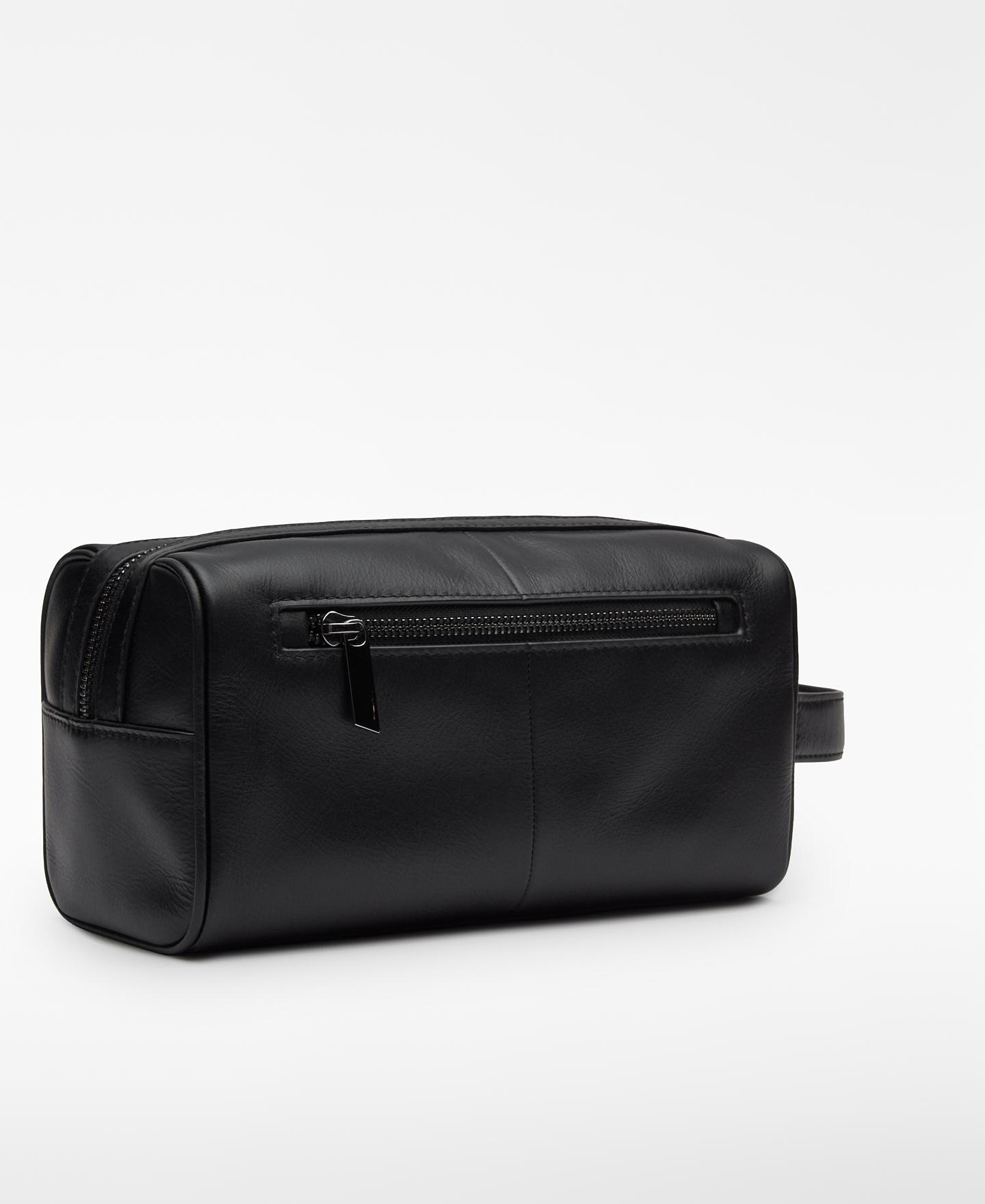 Necessaire Retangular de Pele Preto-2