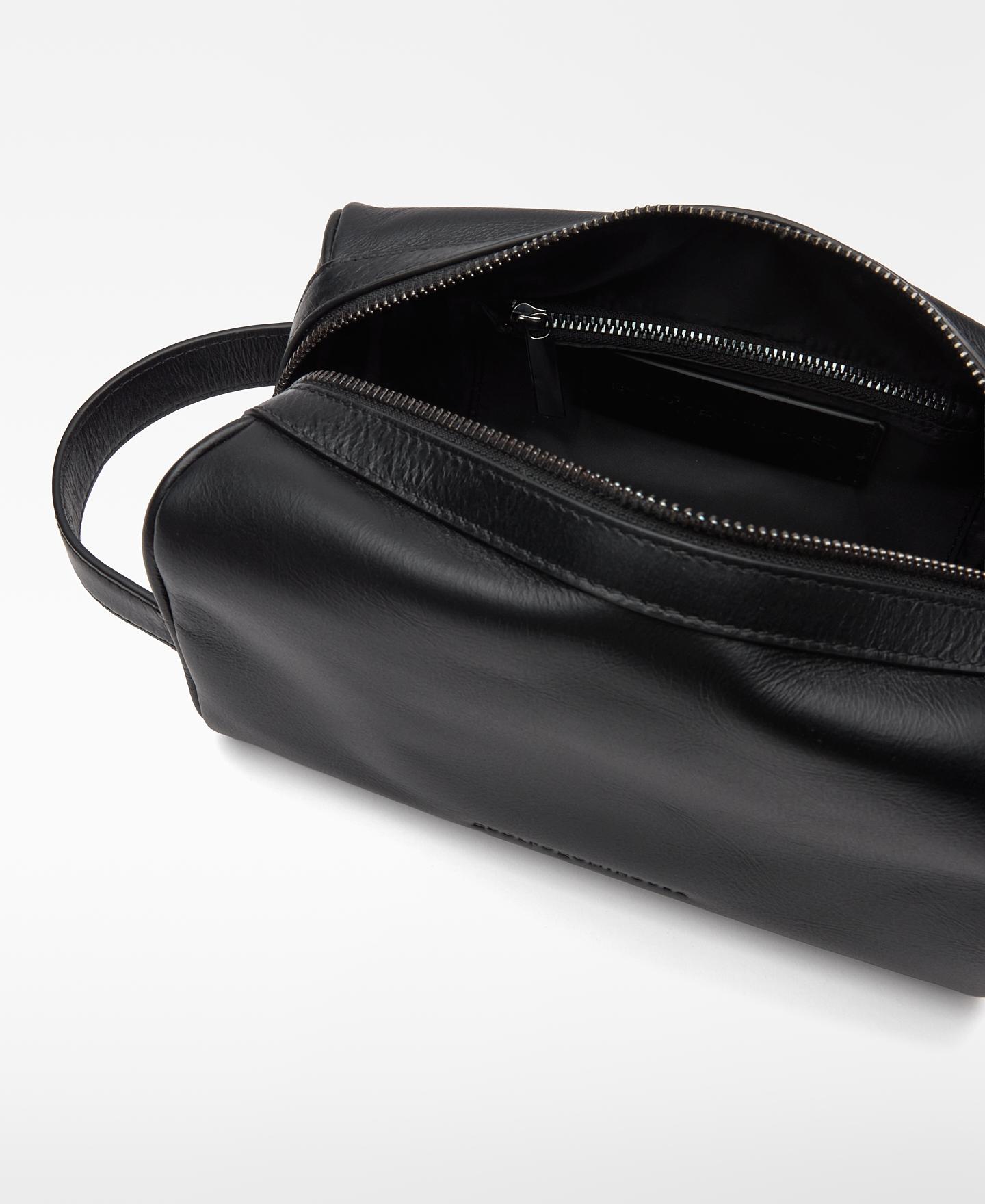 Necessaire Retangular de Pele Preto-3
