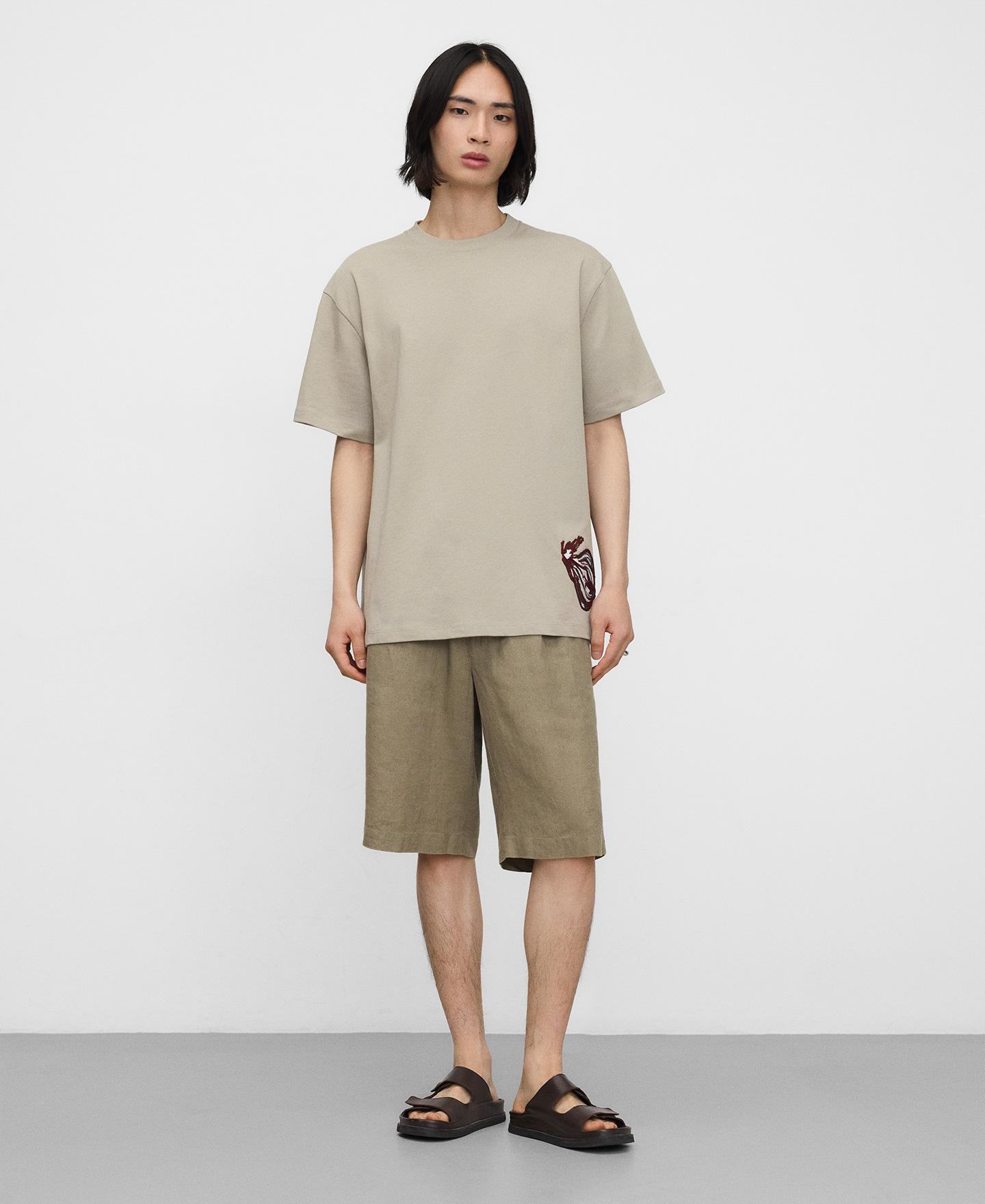 T-shirt Oversize de Manga Curta Bordada Verde-claro-2
