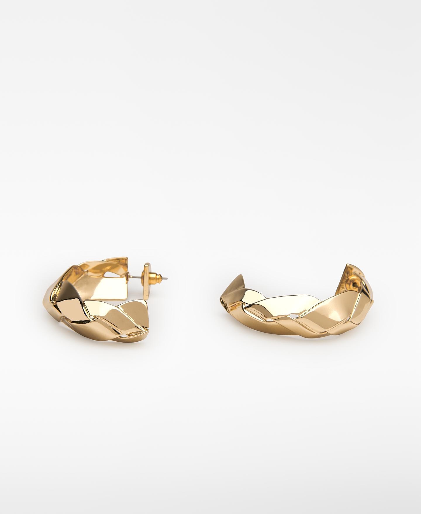 Brincos de Aros Metálicos Entrançados Dourado-2