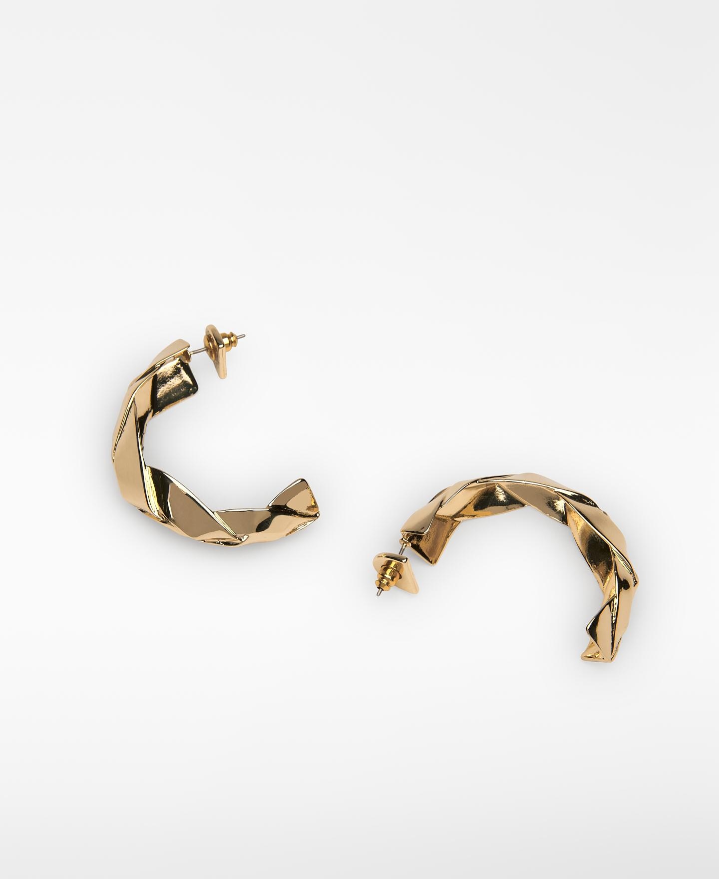 Brincos de Aros Metálicos Entrançados Dourado-3