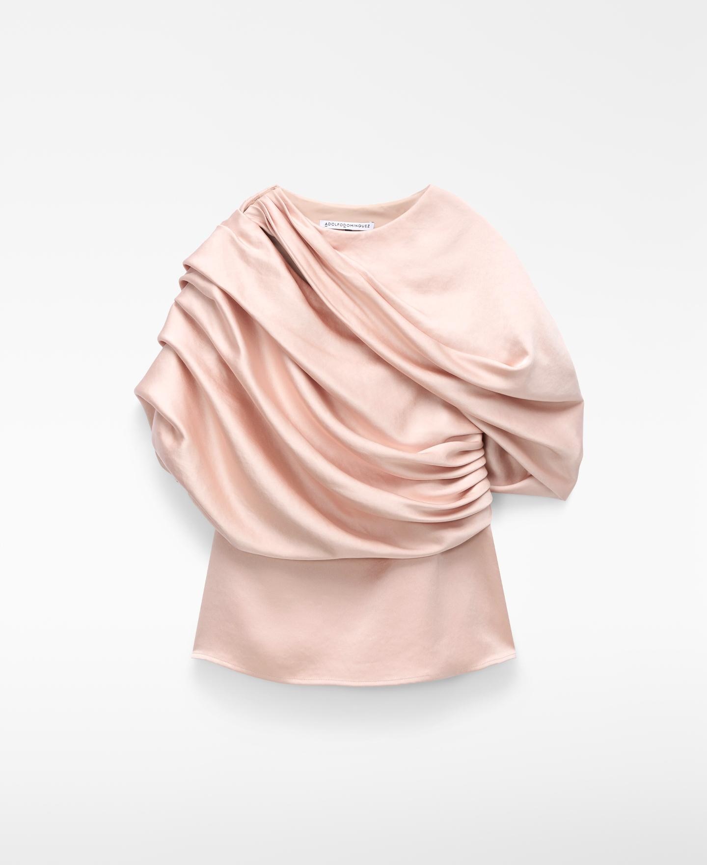 Top Acetinado com Drapeado Rosa-claro-5