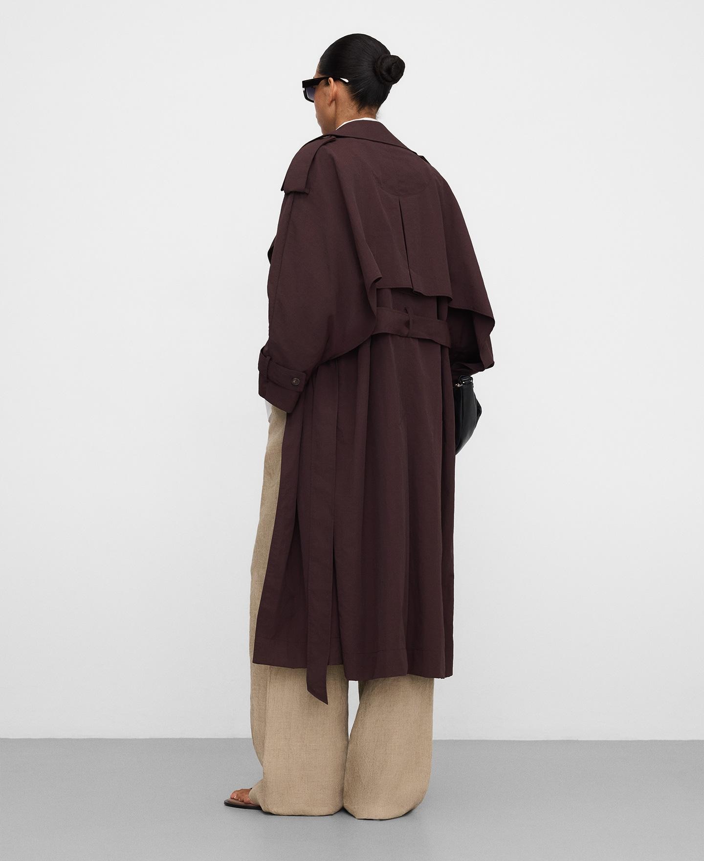 Gabardina Oversize com Maxi Lapelas Chocolate-3