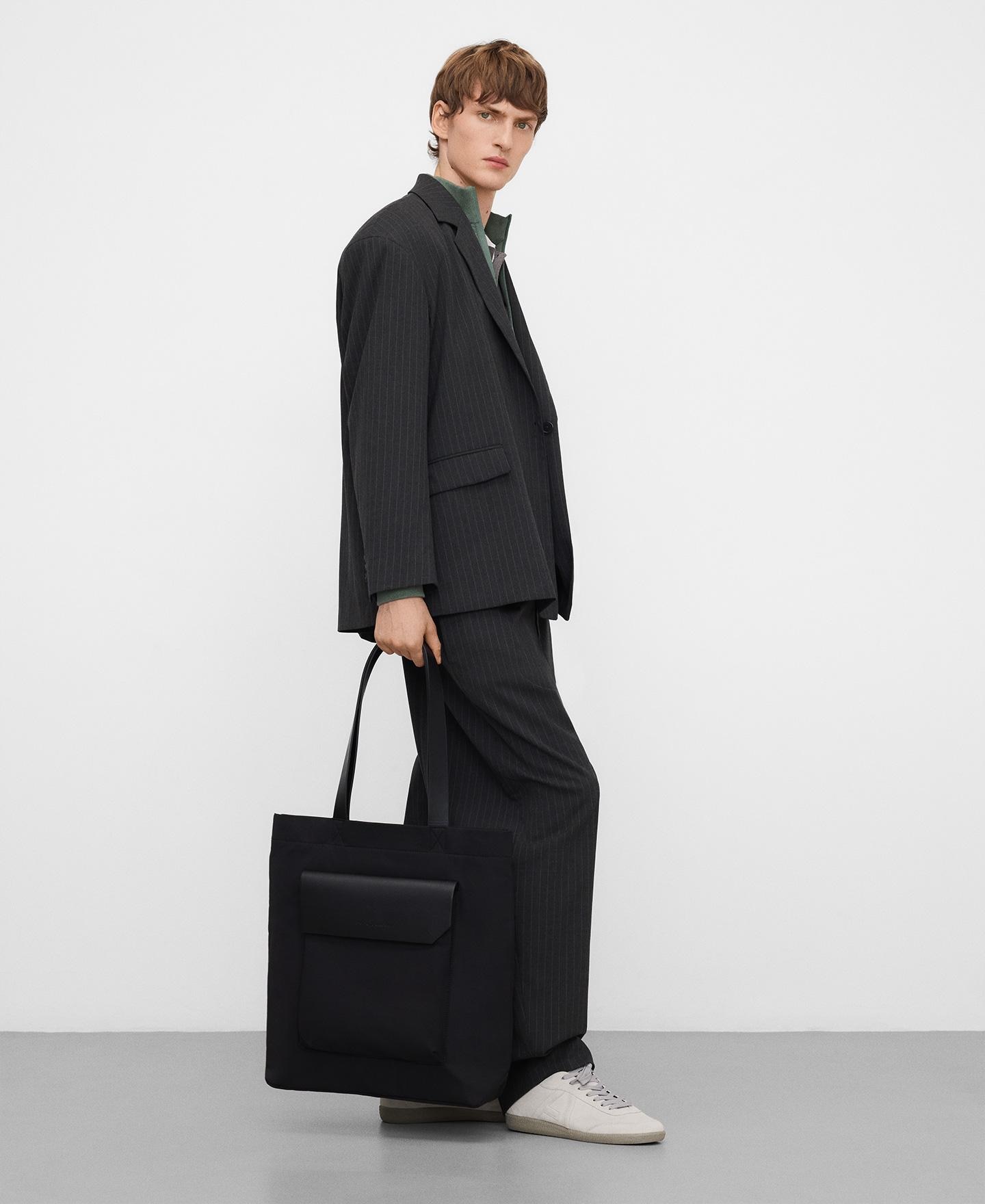 Porta-documentos Tipo Shopper de Nylon com Bolso Preto-6
