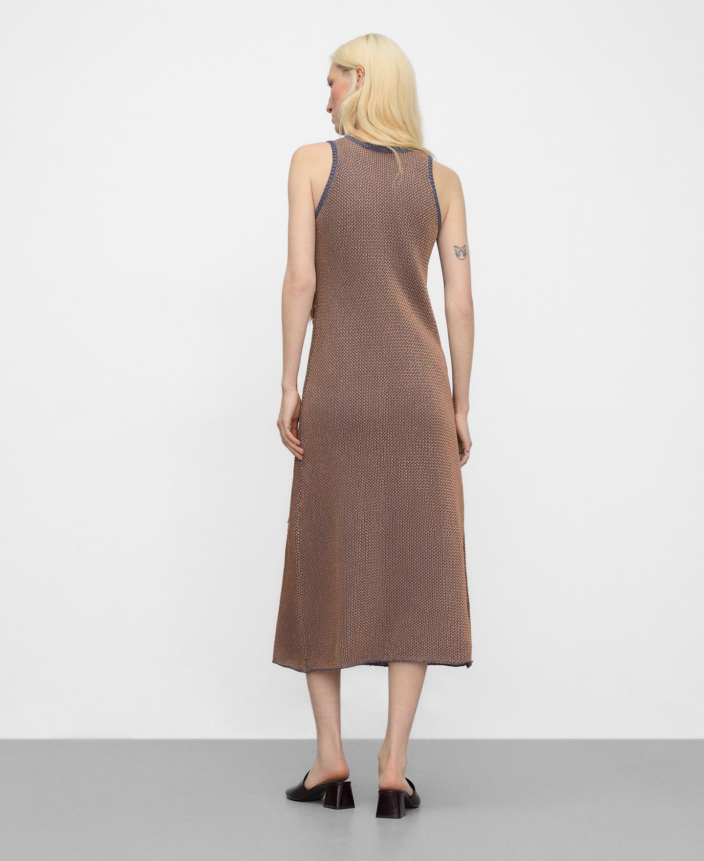 Vestido Midi de Malha Jacquard com Franjas Camel-3