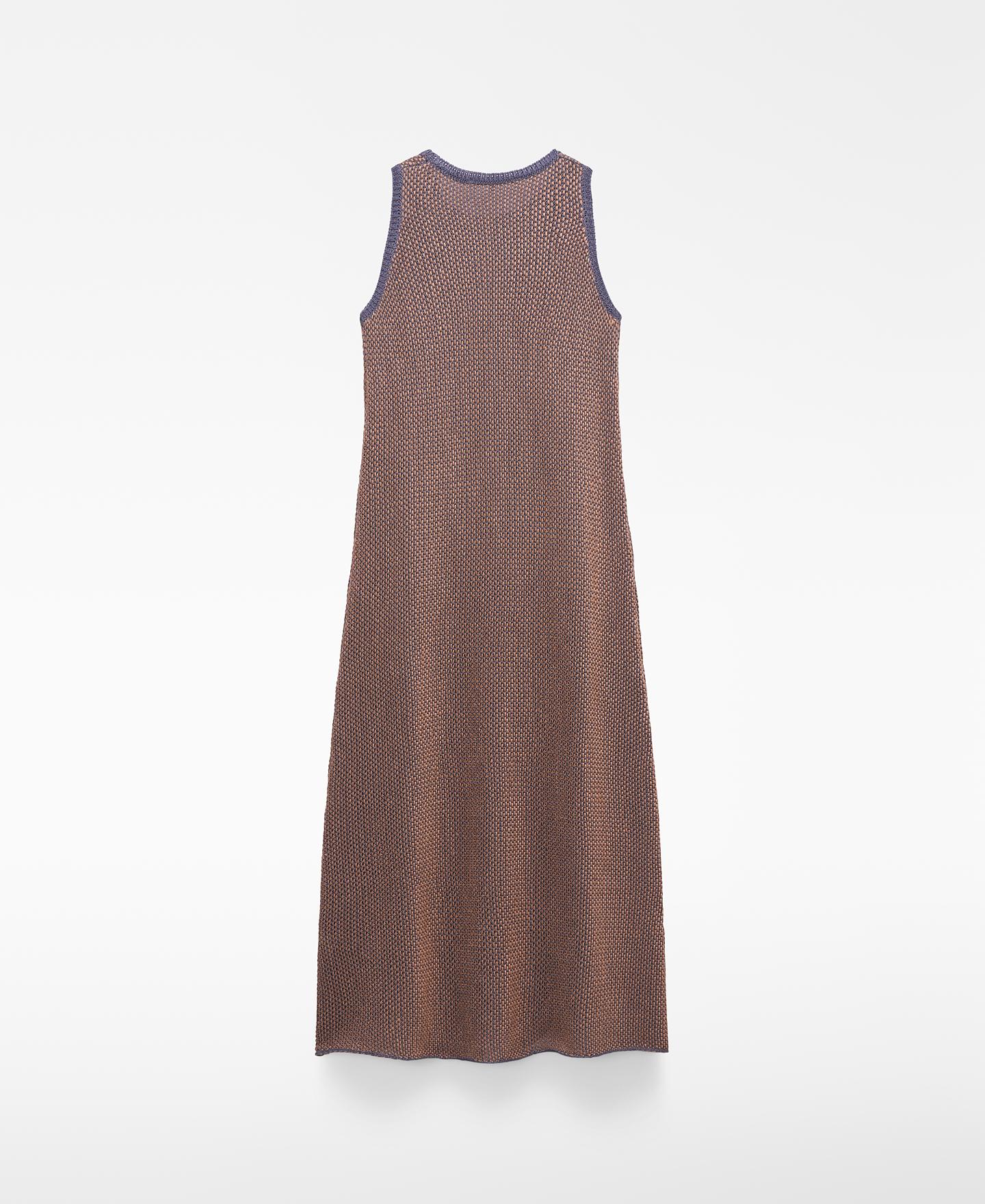 Vestido Midi de Malha Jacquard com Franjas Camel-6