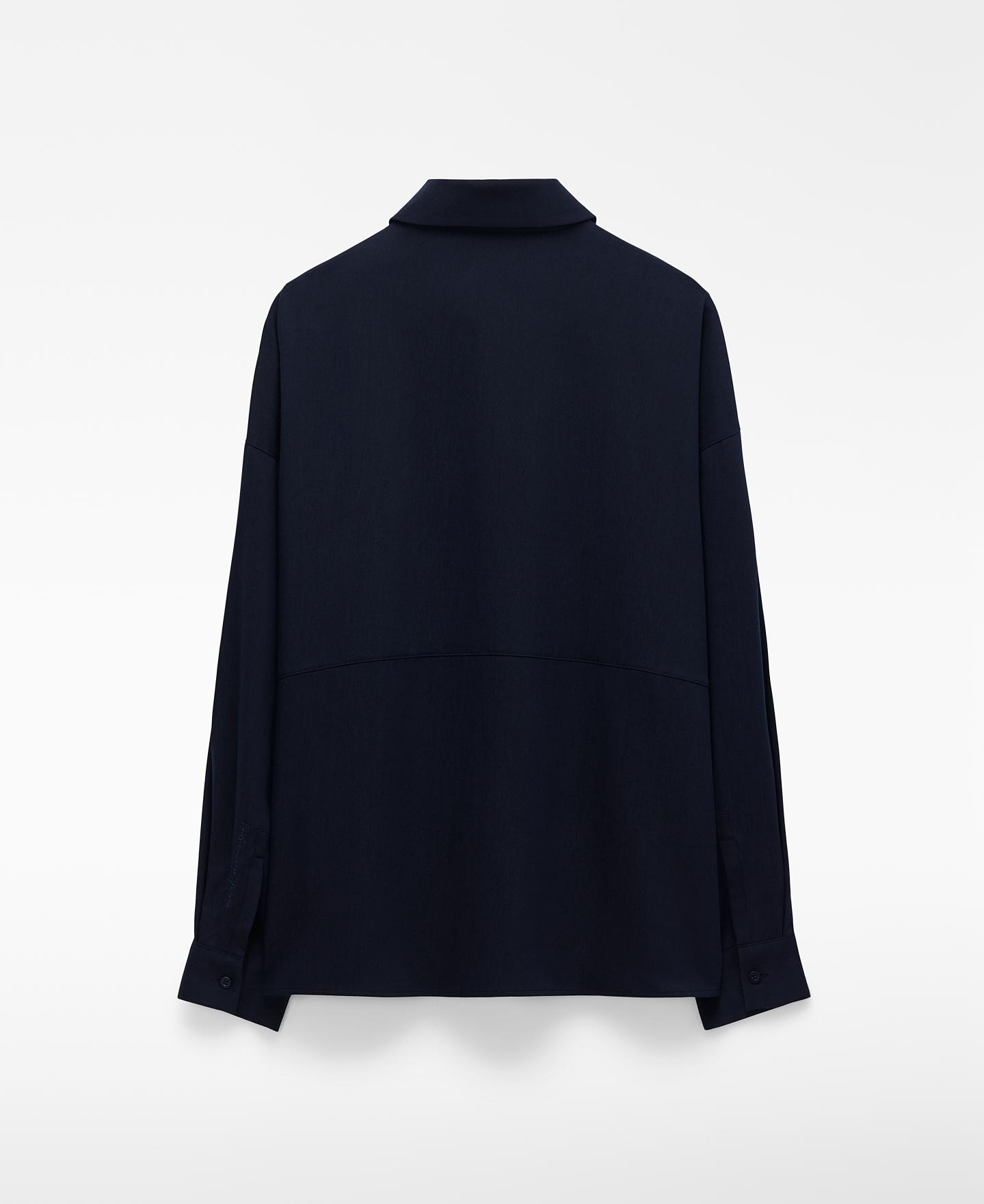 Camisa Formal Oversize com Gola Italiana Azul-marinho-6