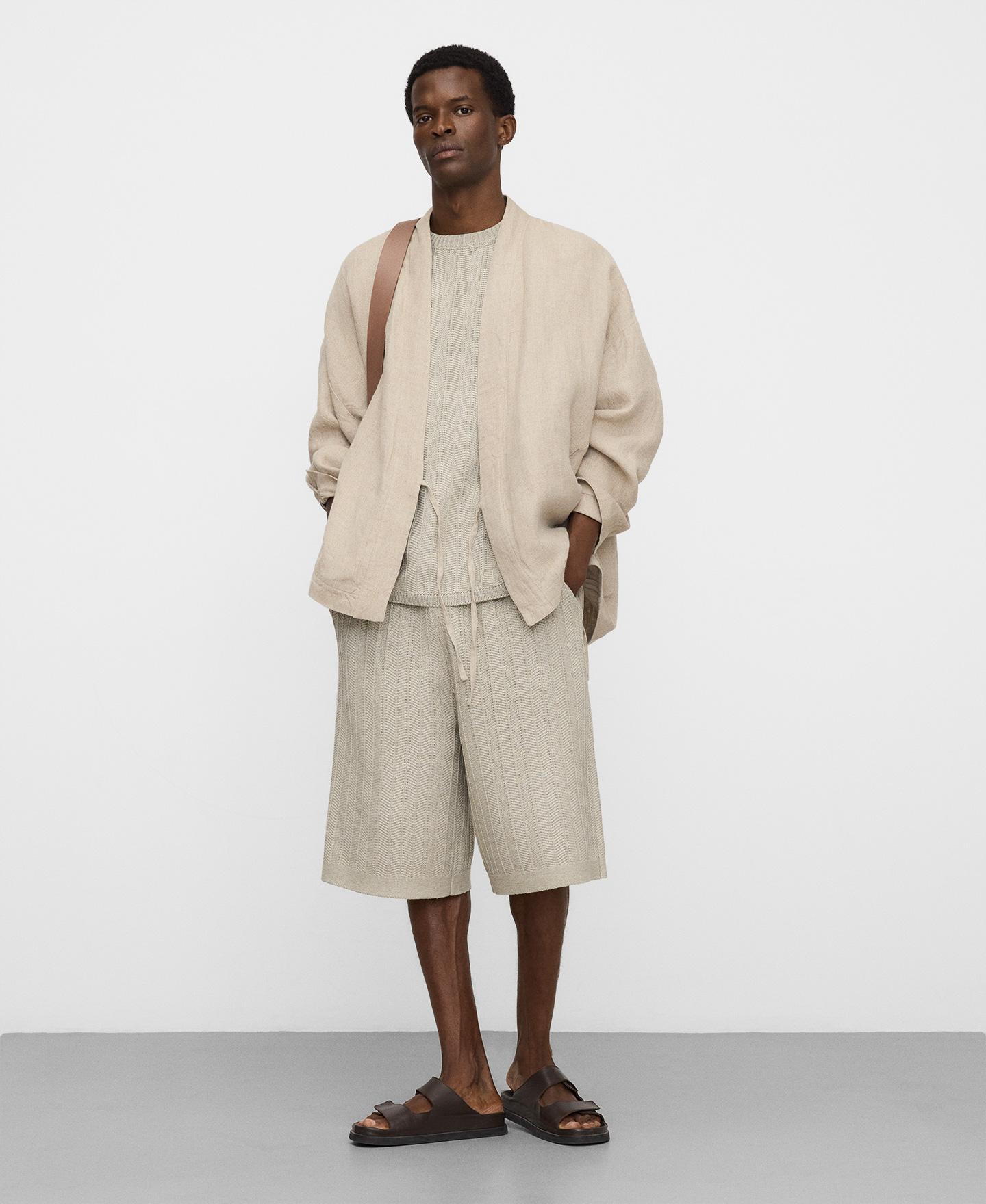 Bermudas Oversize com Textura de Ráfia Natural-2