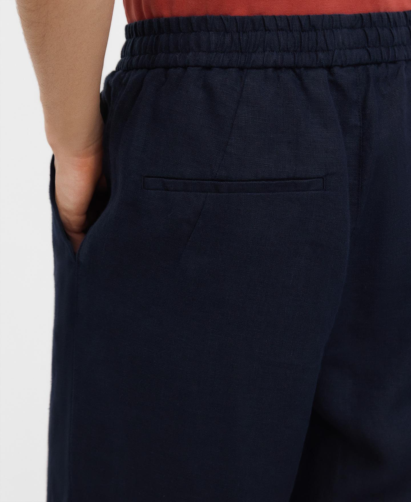 Calças Joggers em Linho Europeu Azul-marinho-4