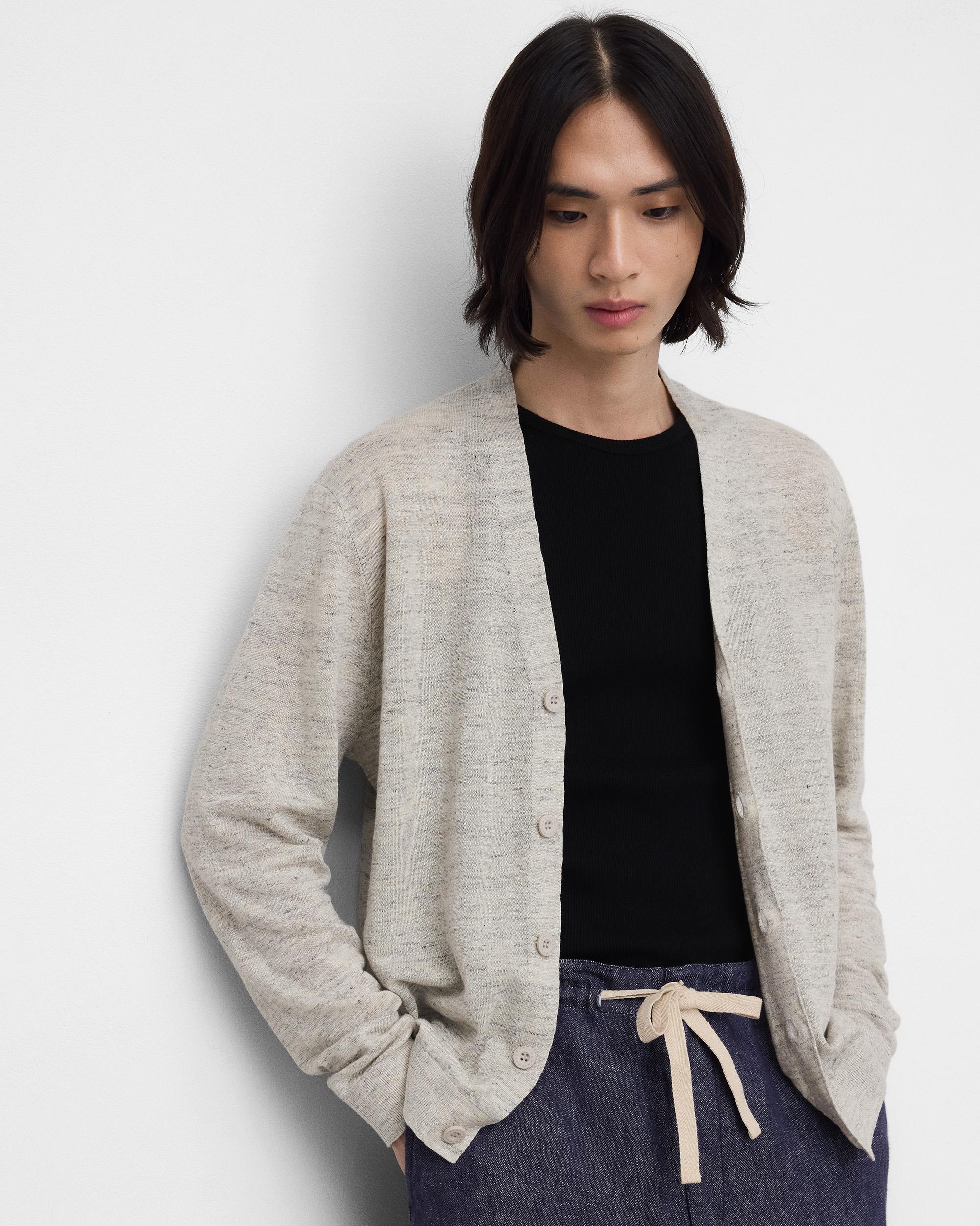 Cardigan em Malha Melange Cru-1