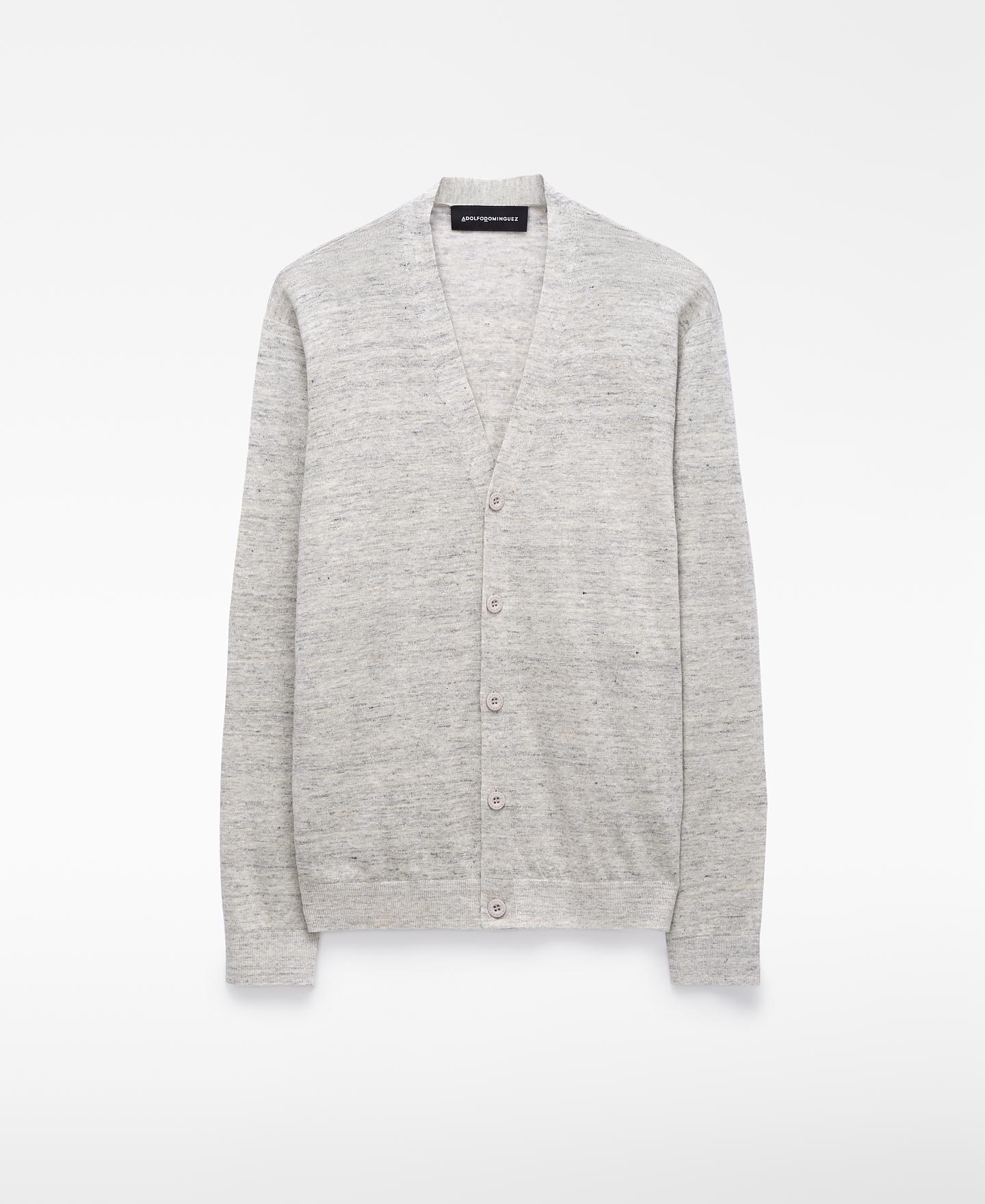 Cardigan em Malha Melange Cru-5