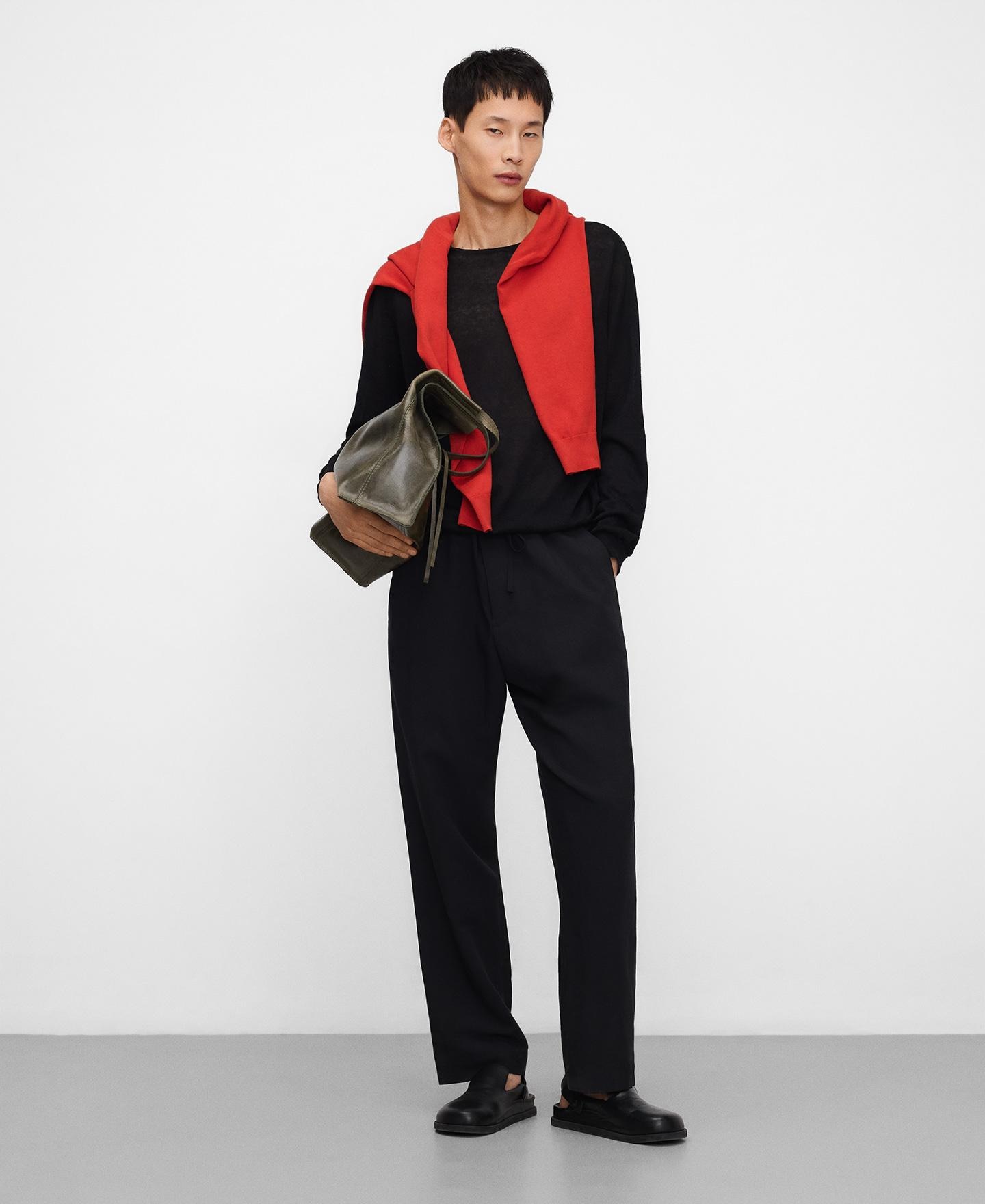 Camisola de Malha Melange em Linho Europeu Preto-2