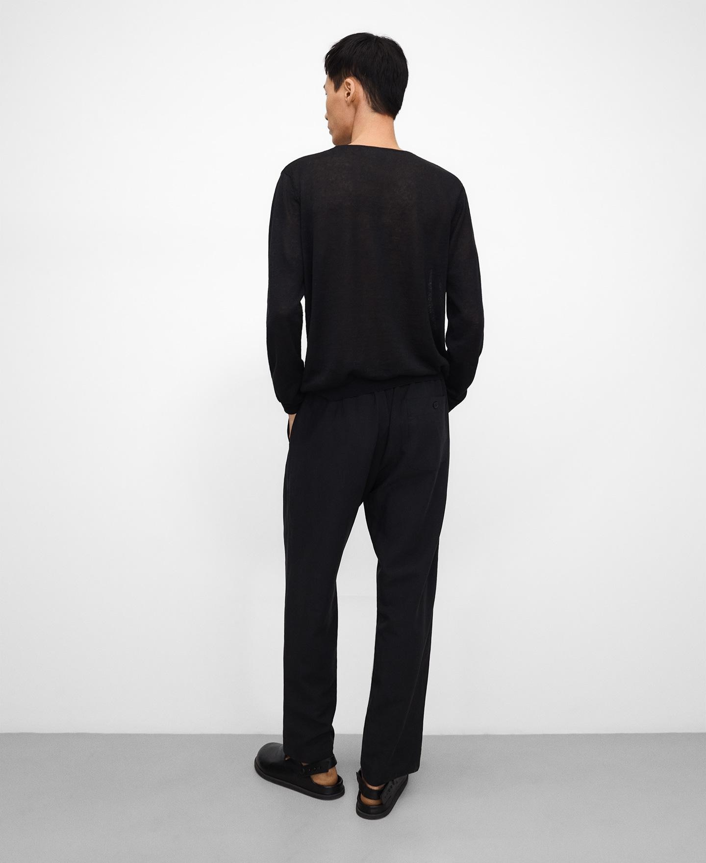 Camisola de Malha Melange em Linho Europeu Preto-3