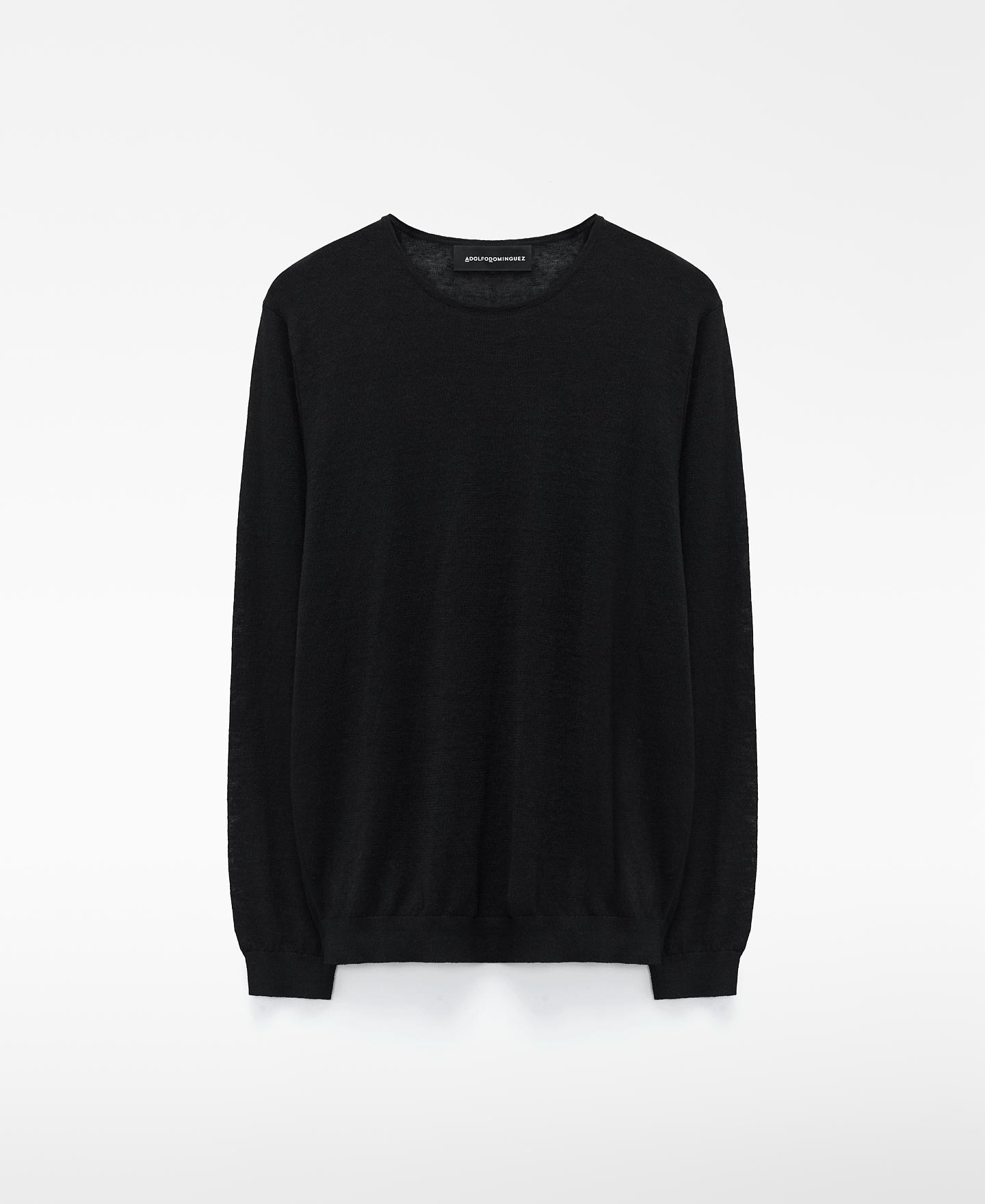 Camisola de Malha Melange em Linho Europeu Preto-5