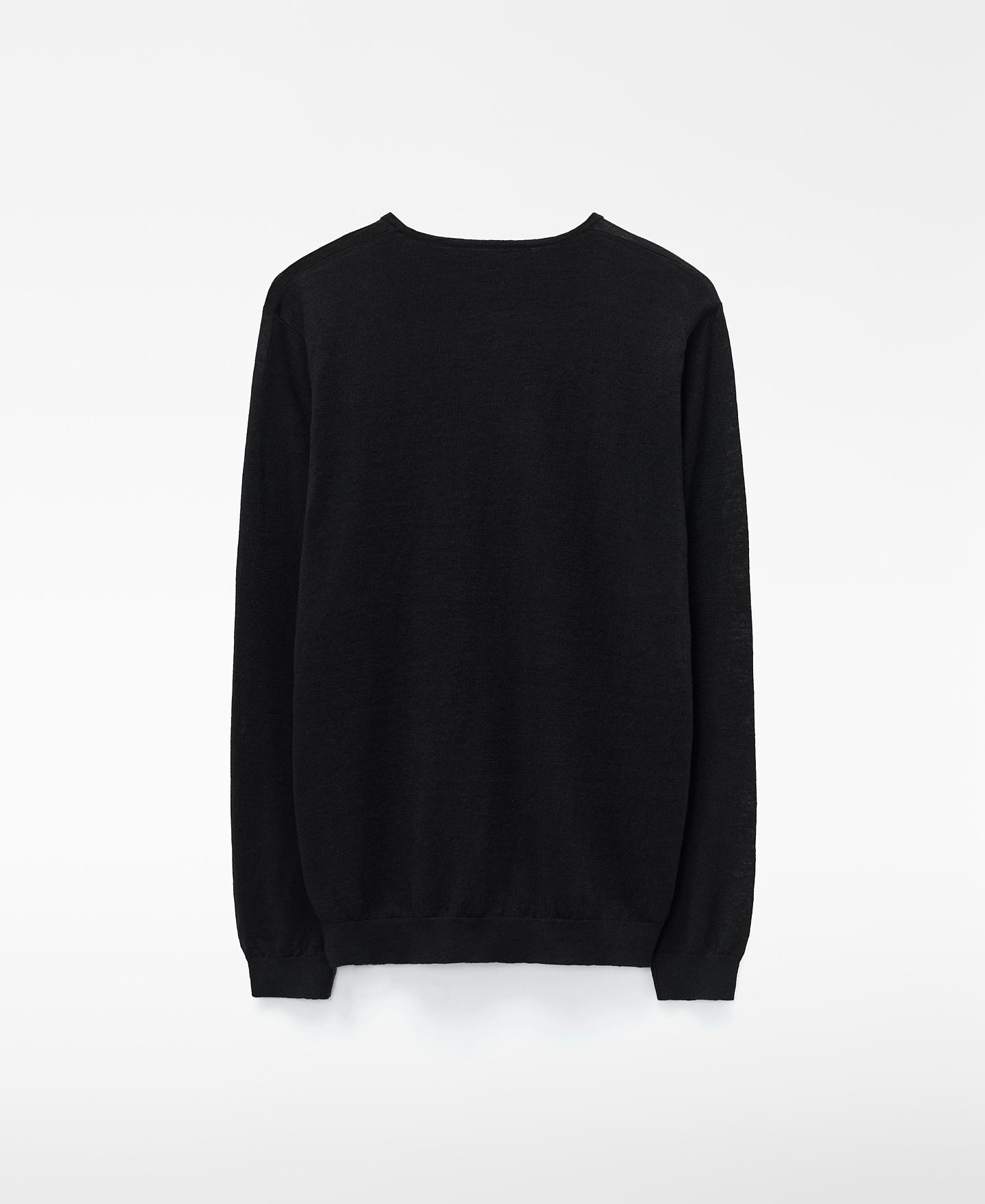 Camisola de Malha Melange em Linho Europeu Preto-6