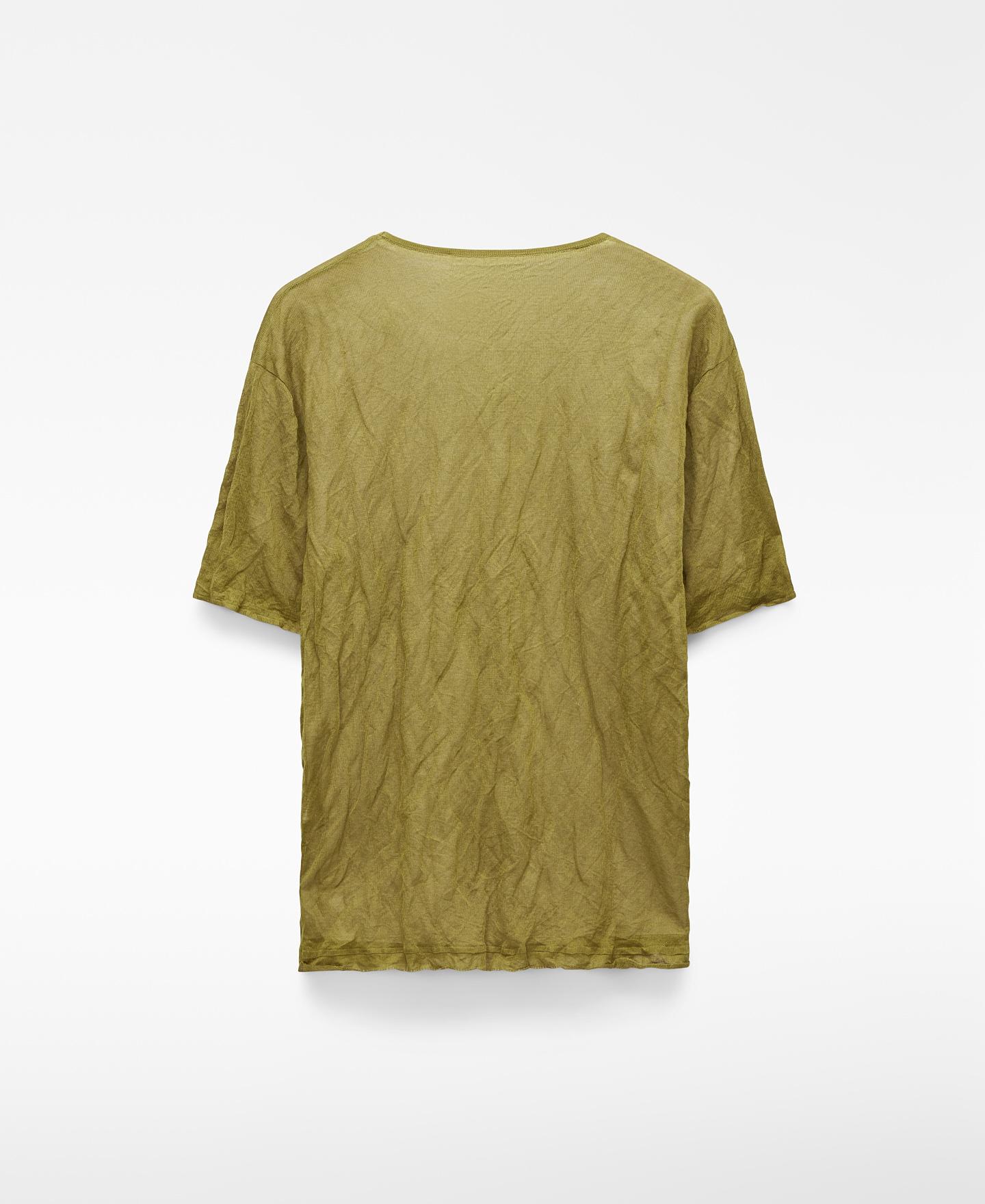 T-shirt de Manga Curta com Efeito Franzido Verde Azeitona-6