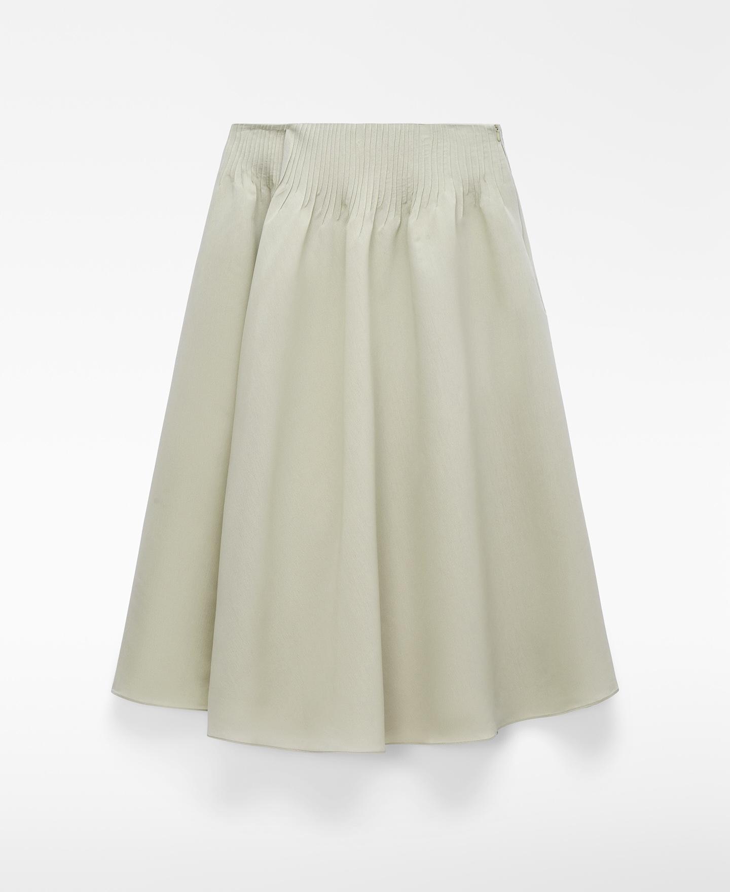Saia Midi com Pregas Irregulares Verde-claro-5