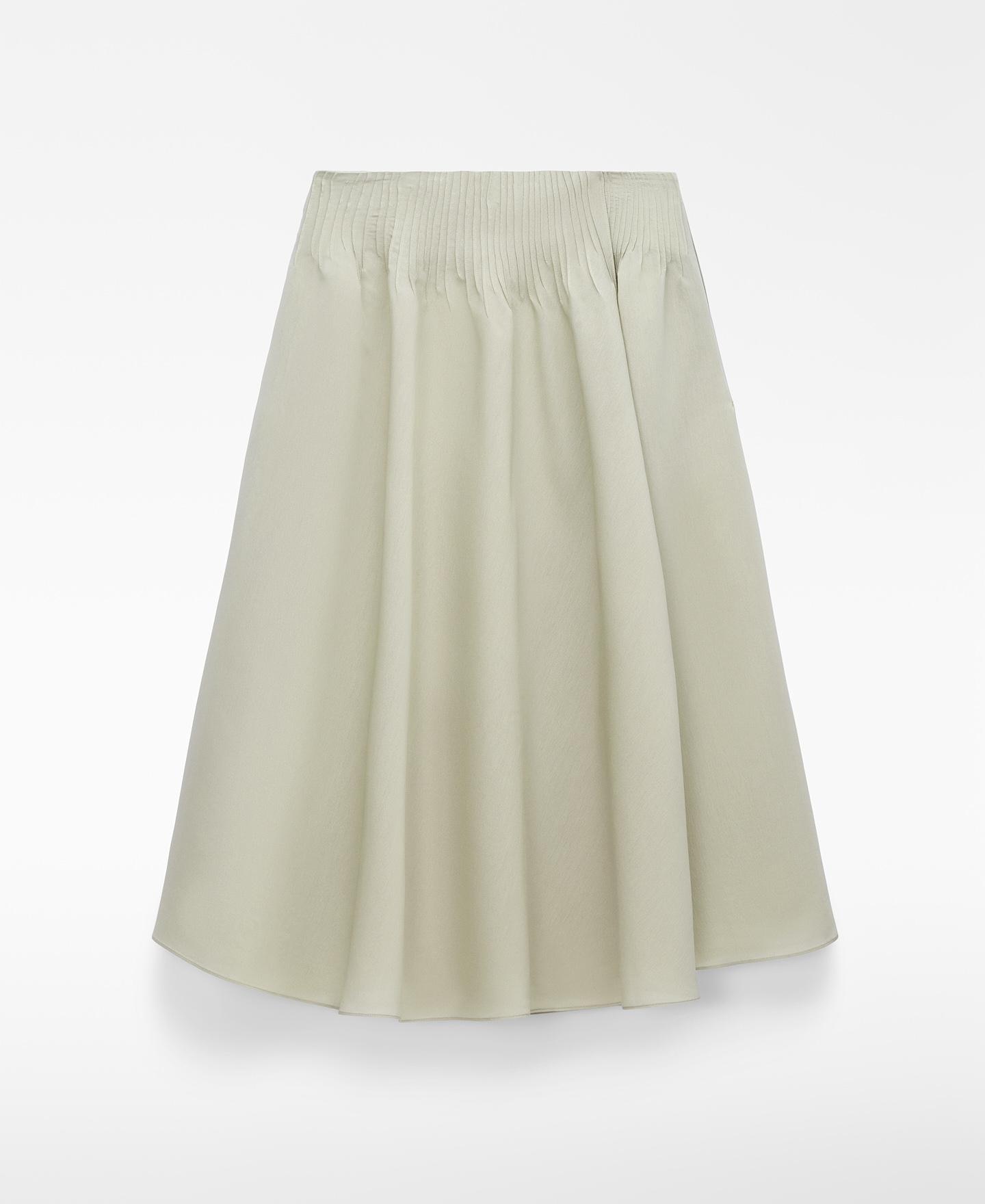 Saia Midi com Pregas Irregulares Verde-claro-6