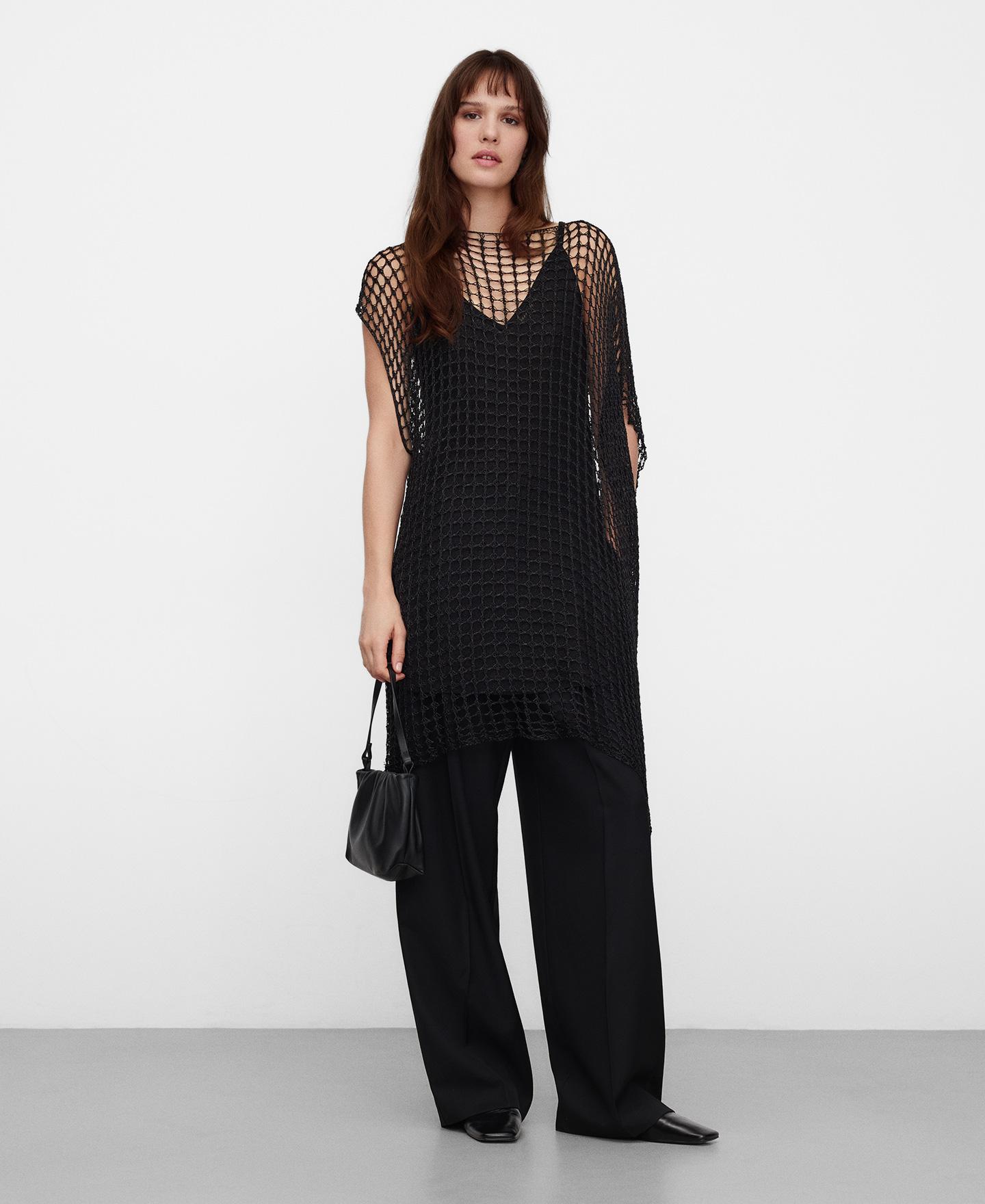 Camisola Capa de Rede em Malha Metalizada Preto-2