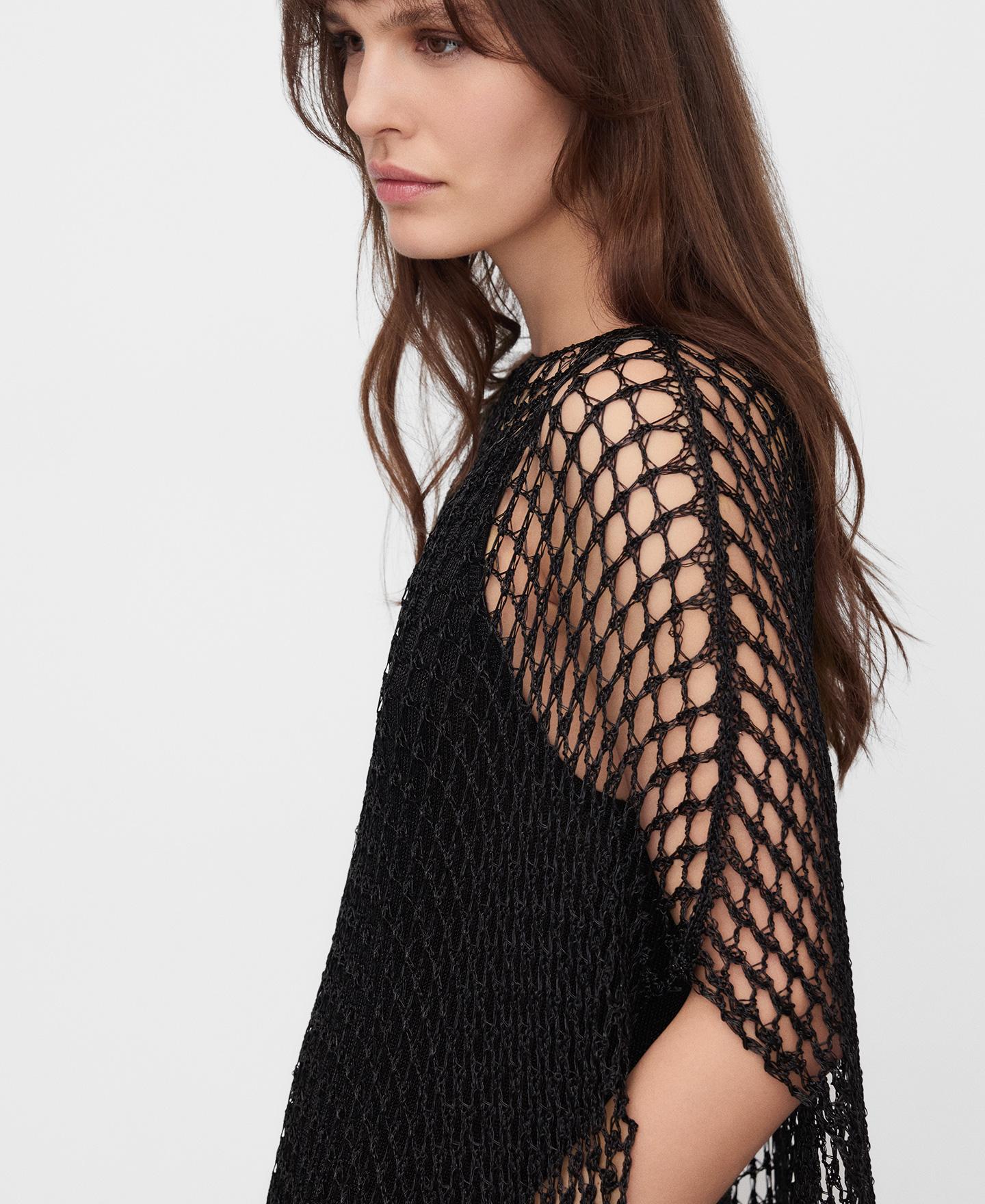 Camisola Capa de Rede em Malha Metalizada Preto-4
