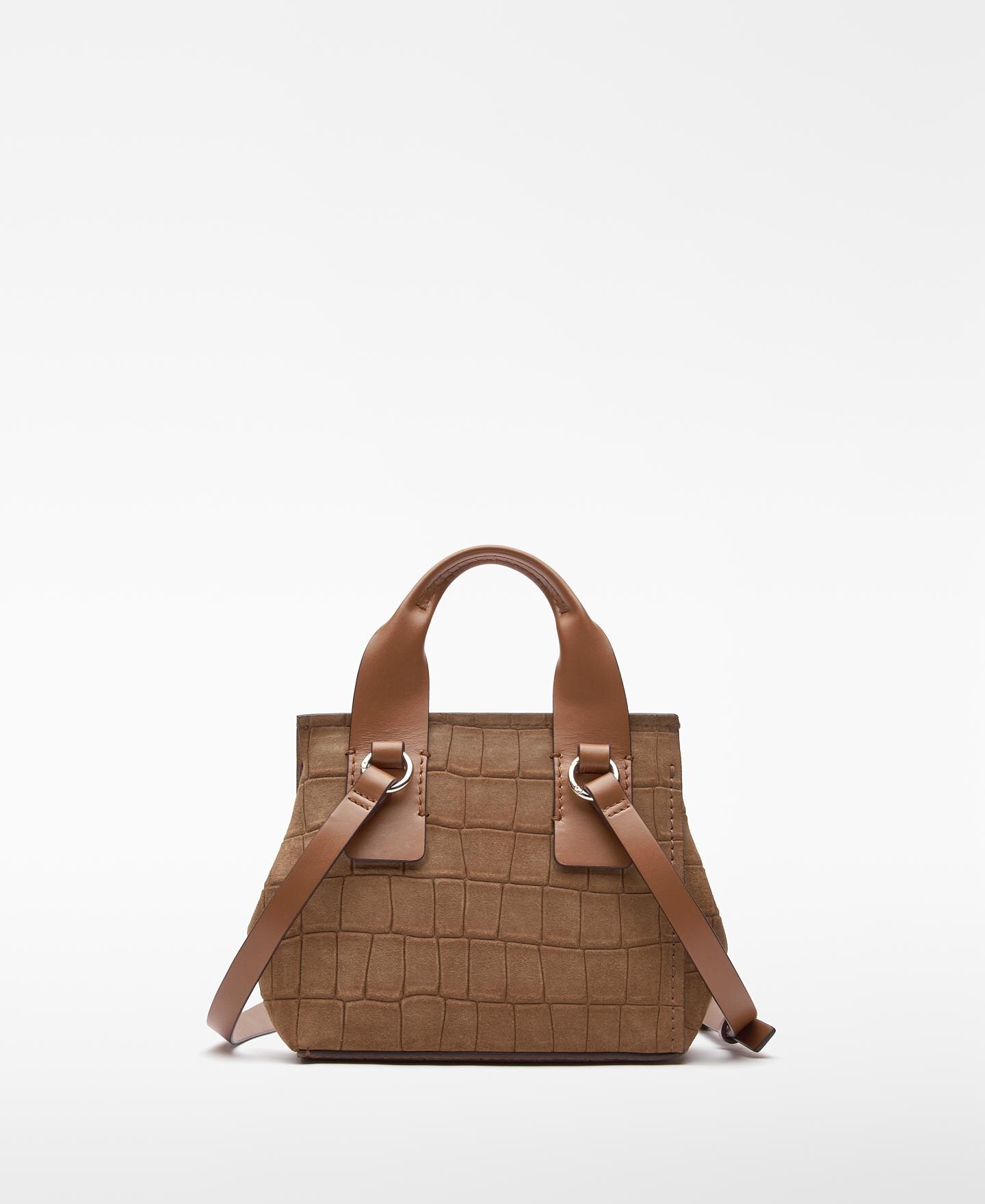 Mala de Mão Mini City Bag Mica em Camurça Camel-2