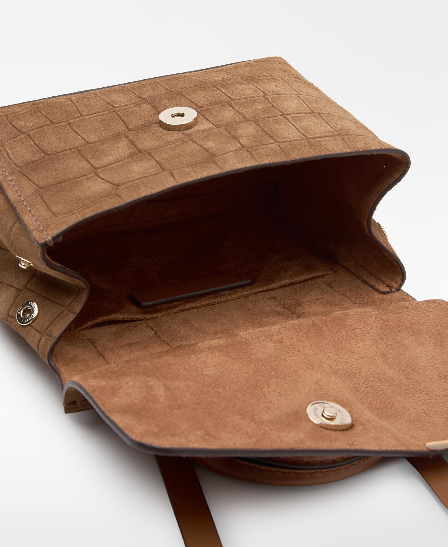 Mala de Mão Mini City Bag Mica em Camurça Camel-3