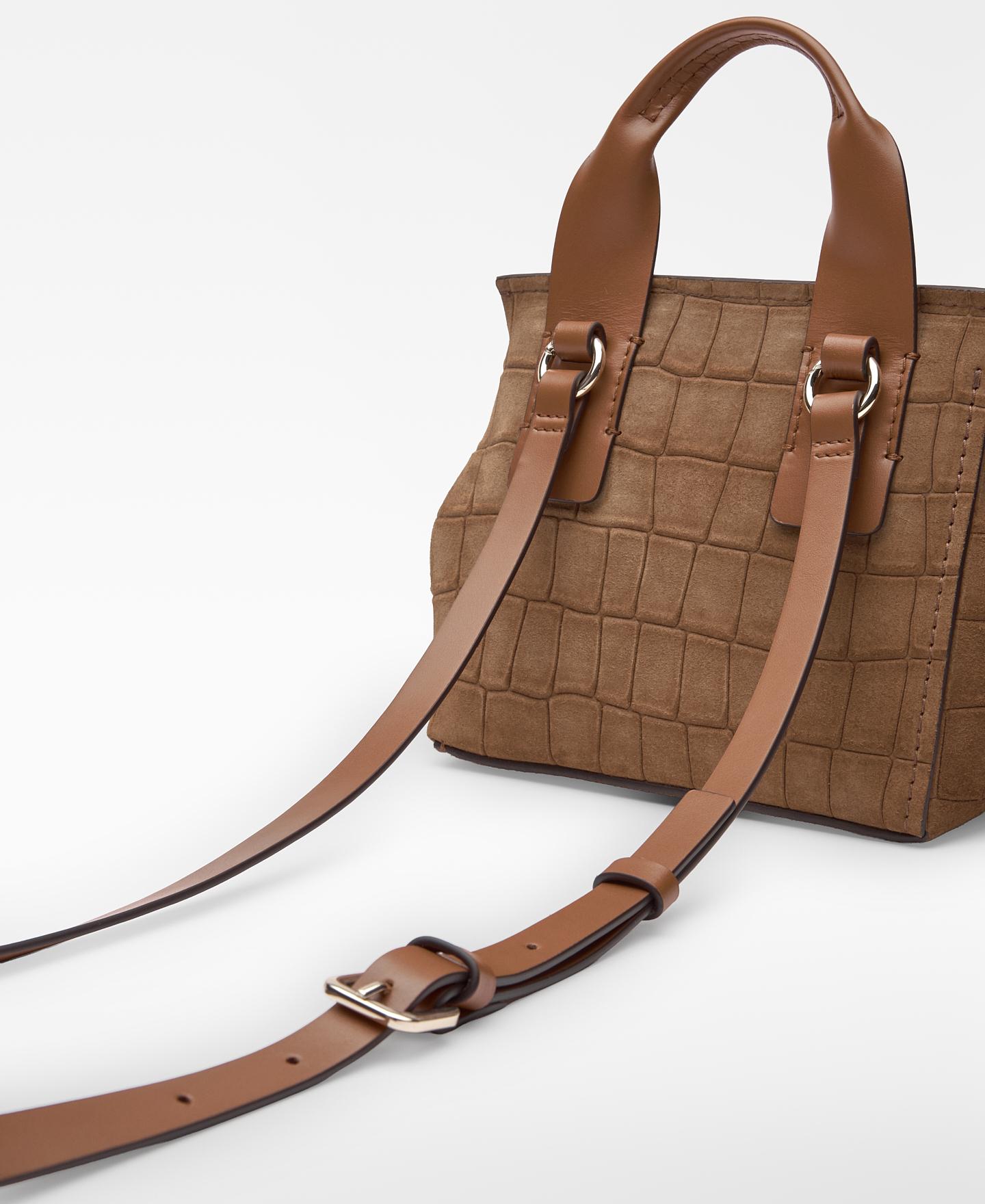 Mala de Mão Mini City Bag Mica em Camurça Camel-4