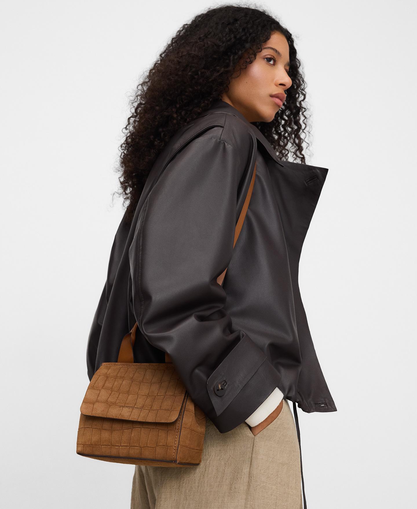 Mala de Mão Mini City Bag Mica em Camurça Camel-6