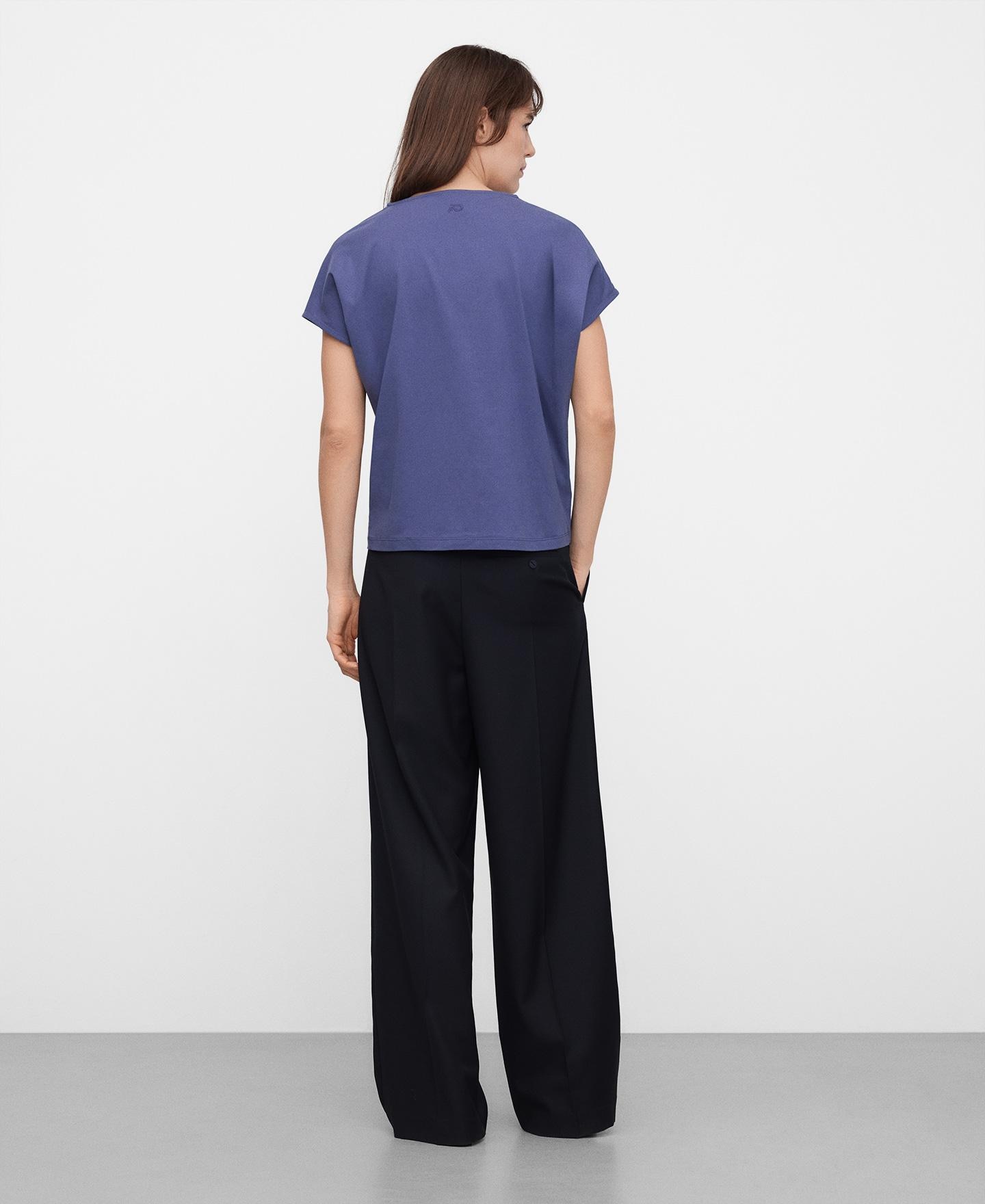 T-shirt com Corte a Direito em Pyratex® Algodão Espanhol Azul-3