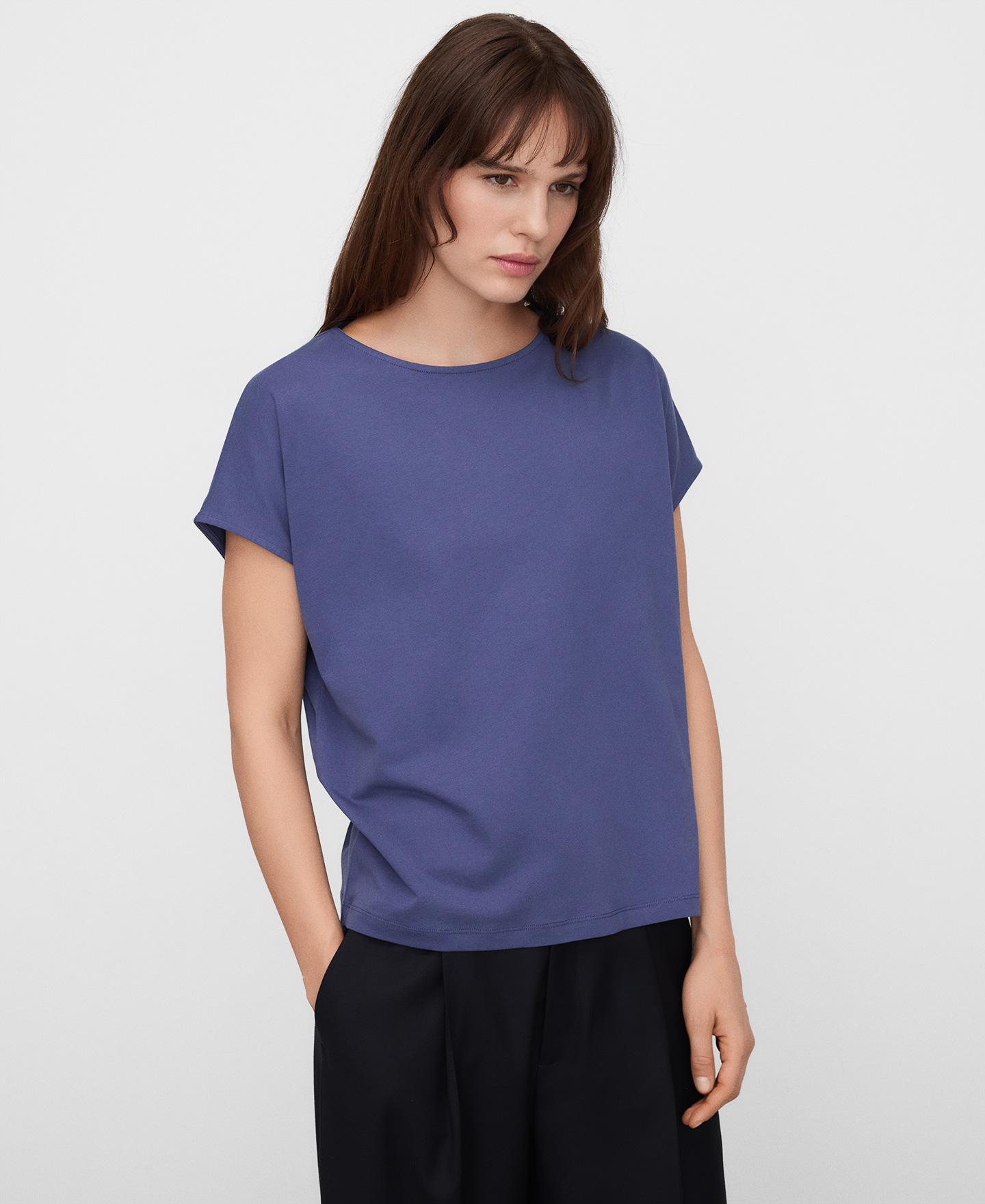 T-shirt com Corte a Direito em Pyratex® Algodão Espanhol Azul-5