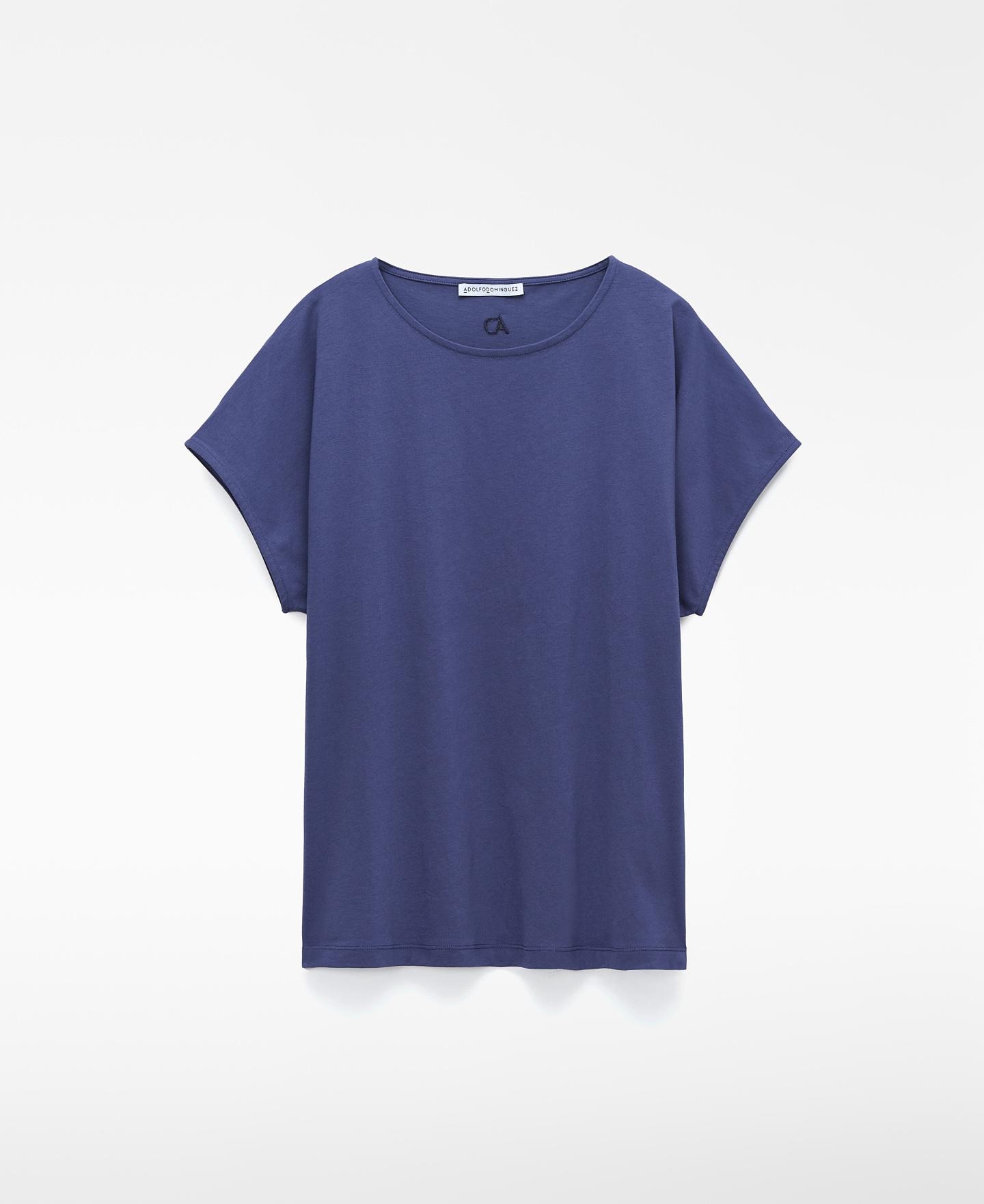 T-shirt com Corte a Direito em Pyratex® Algodão Espanhol Azul-6
