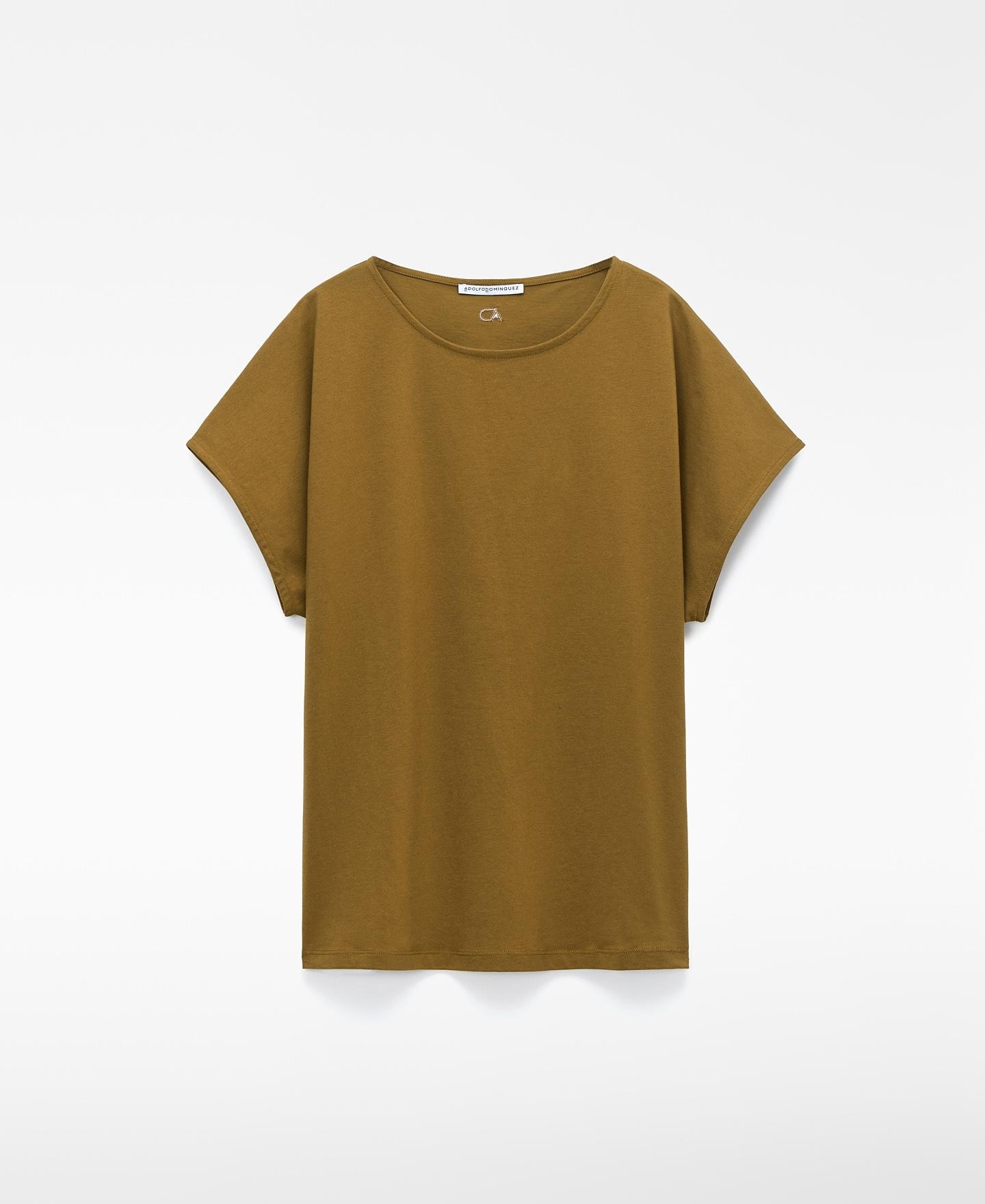 T-shirt com Corte a Direito em Pyratex® Algodão Espanhol Caqui-7