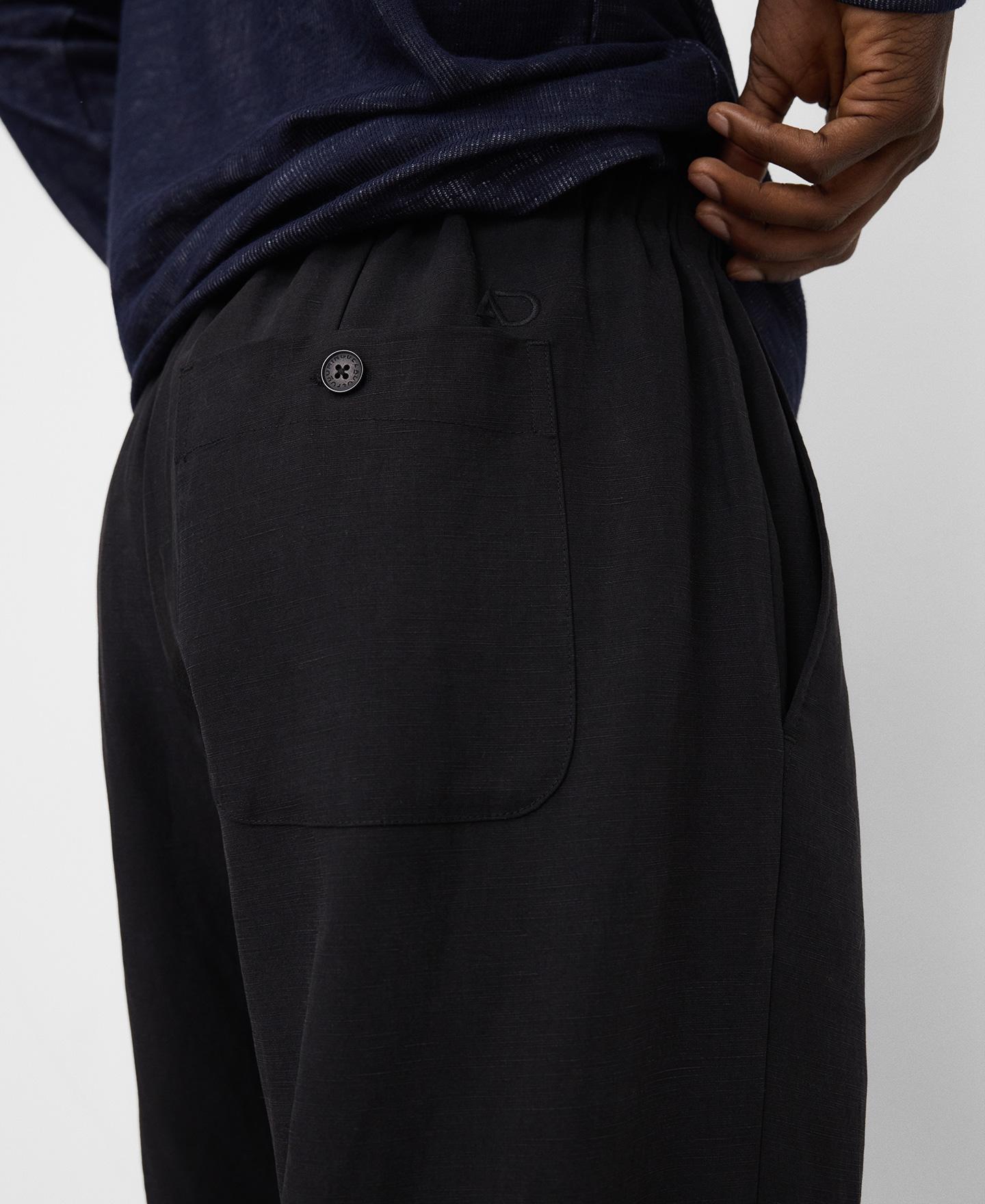 Calças Semi-jogger com Cintura Elástica Preto-4