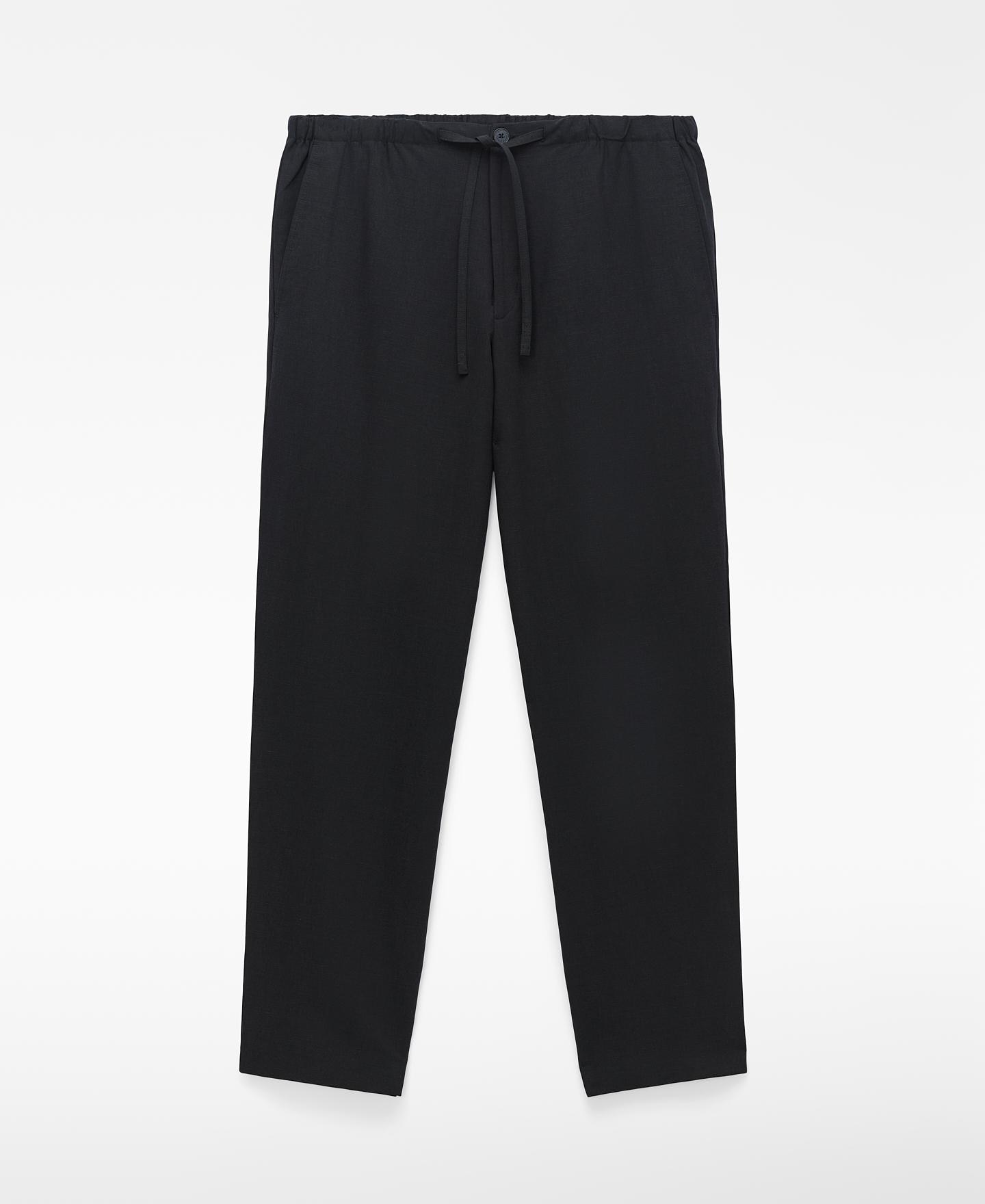 Calças Semi-jogger com Cintura Elástica Preto-5