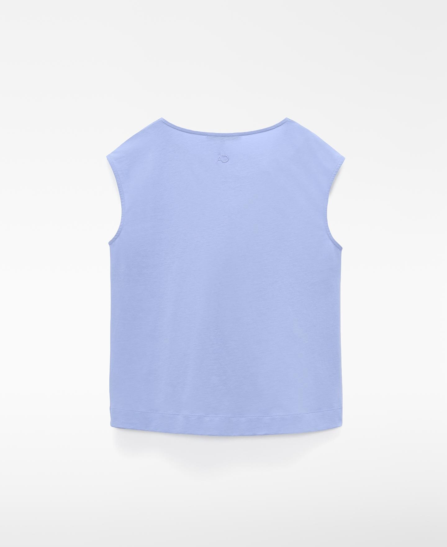 T-shirt Drapeada em Pyratex® Algodão Espanhol Azul-celeste-6