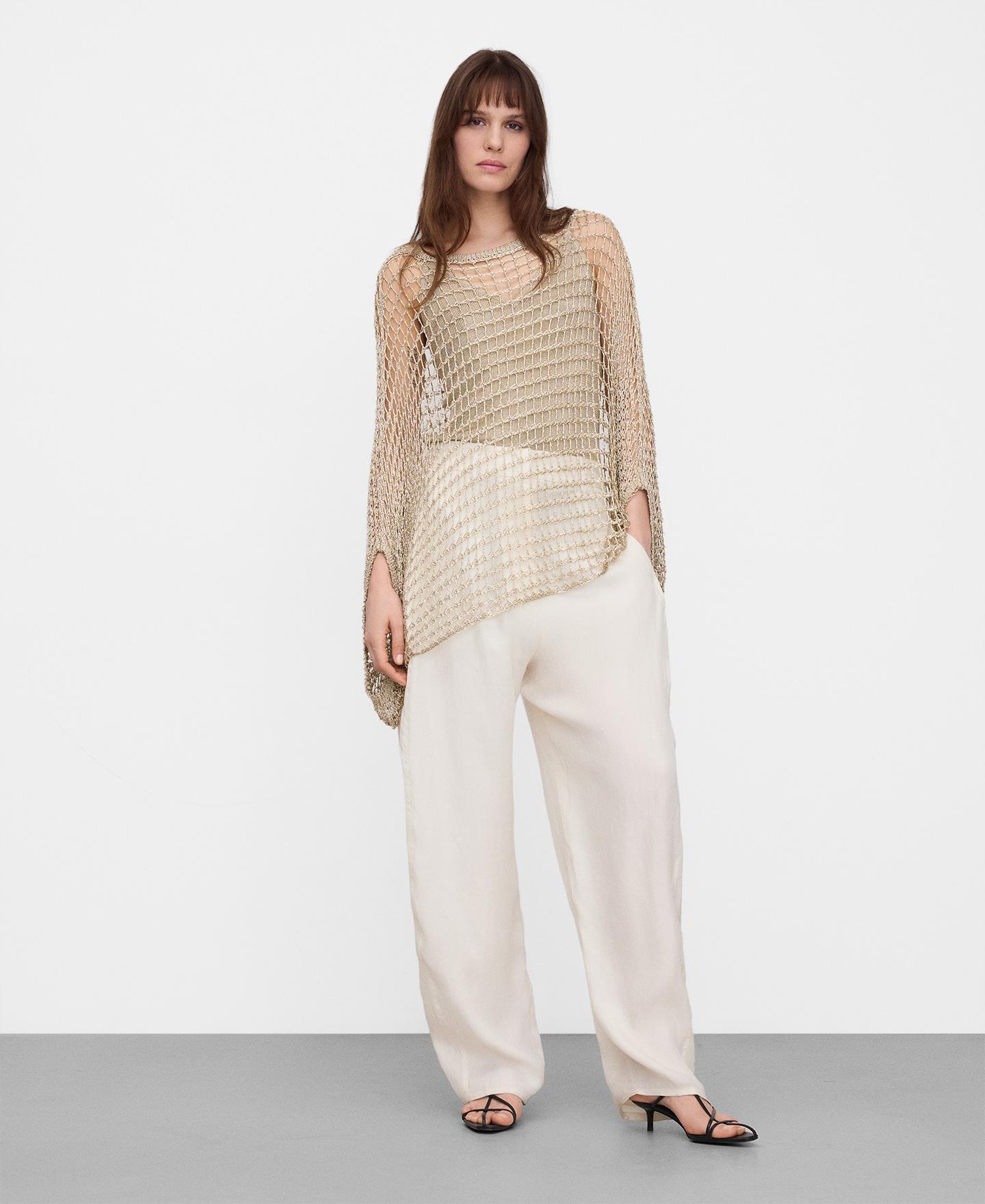 Camisola Capa em Malha Metalizada Dourado-2