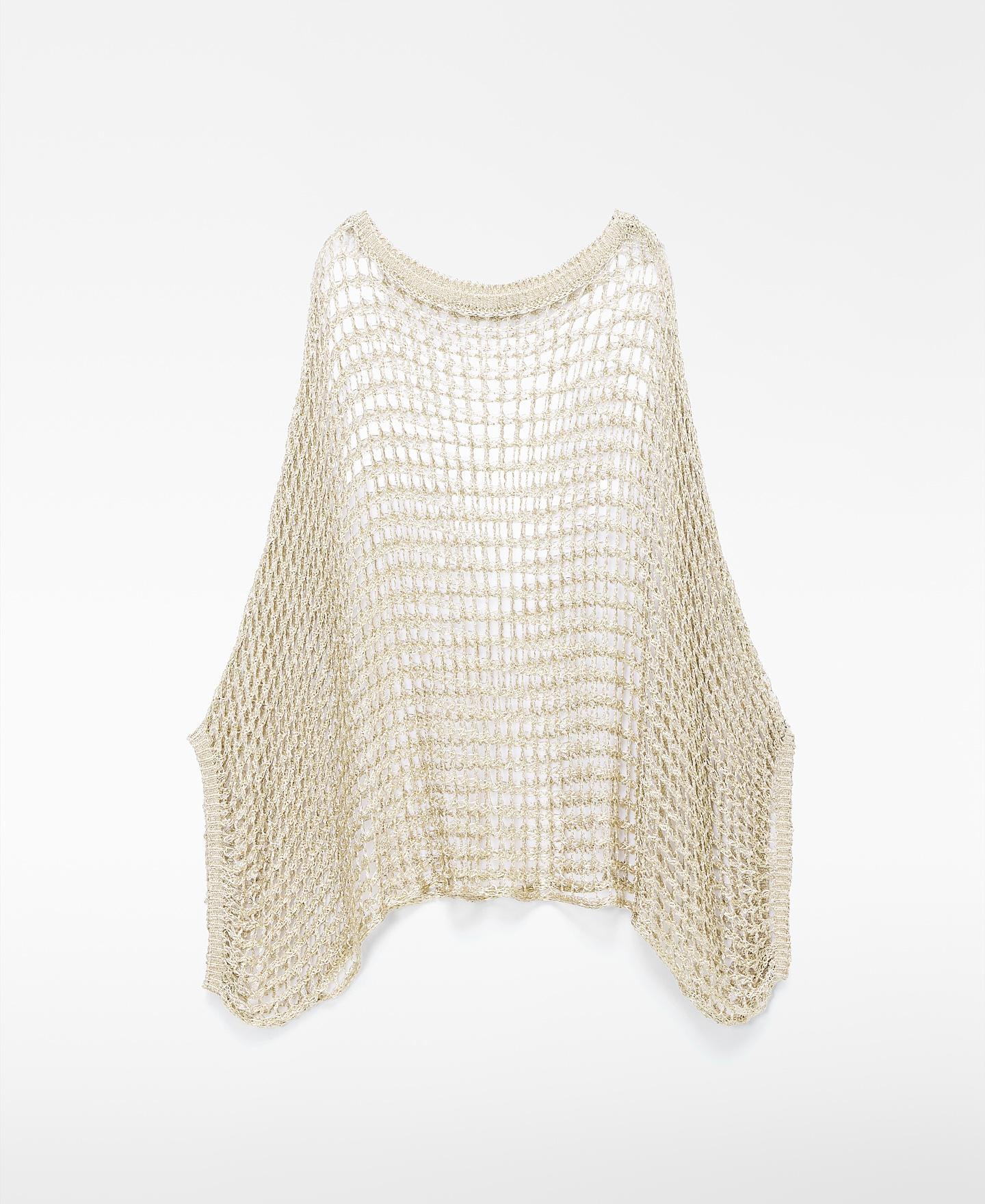 Camisola Capa em Malha Metalizada Dourado-5