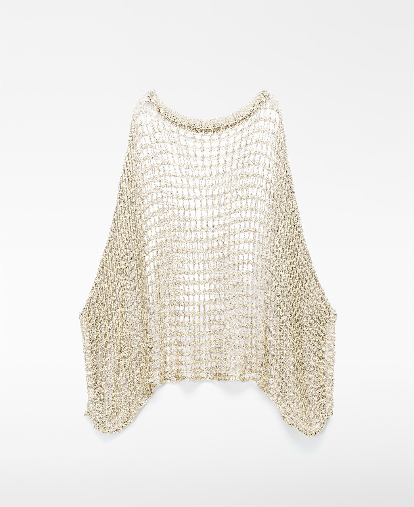 Camisola Capa em Malha Metalizada Dourado-6