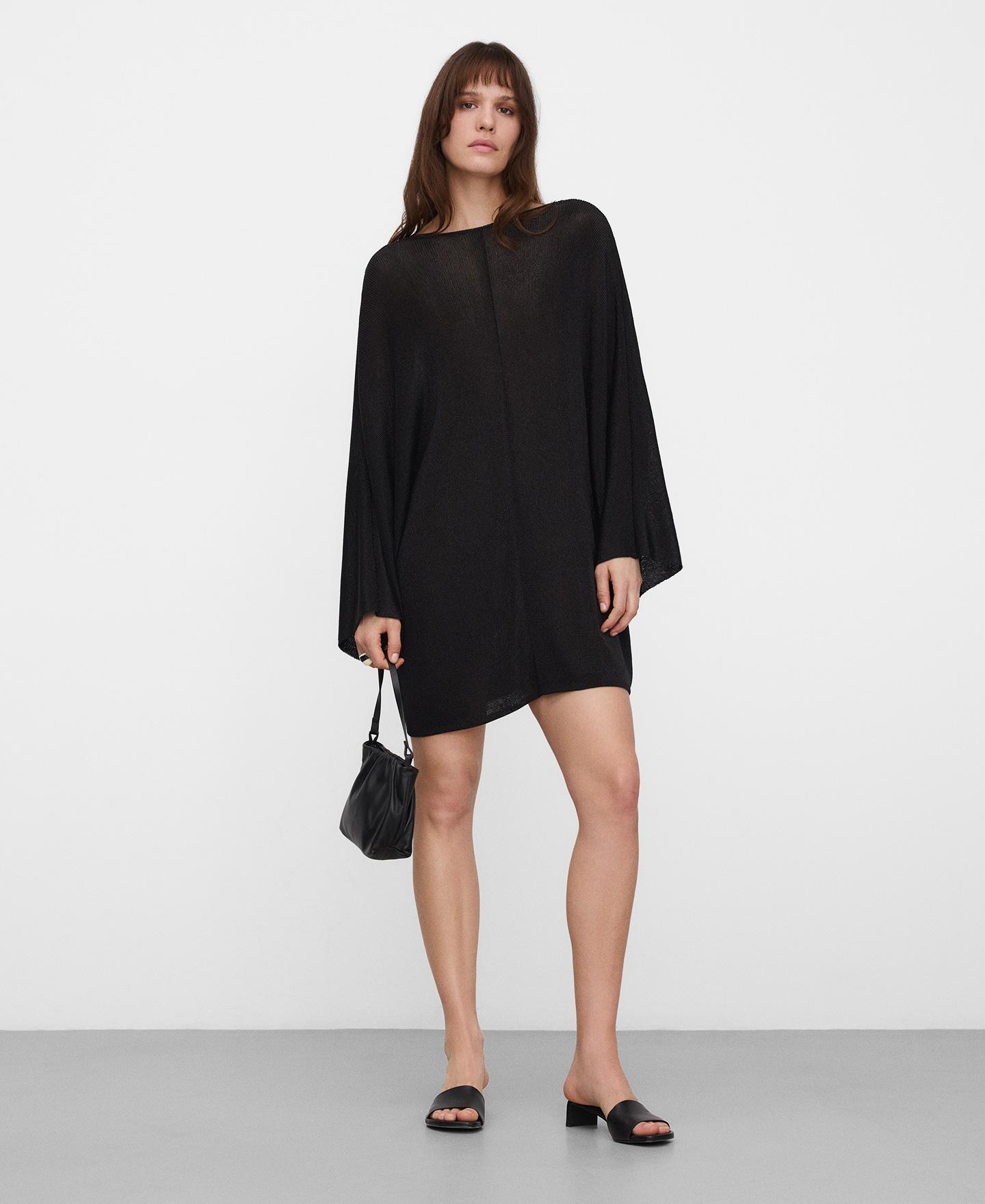 Vestido Curto em Malha Metalizada Preto-2